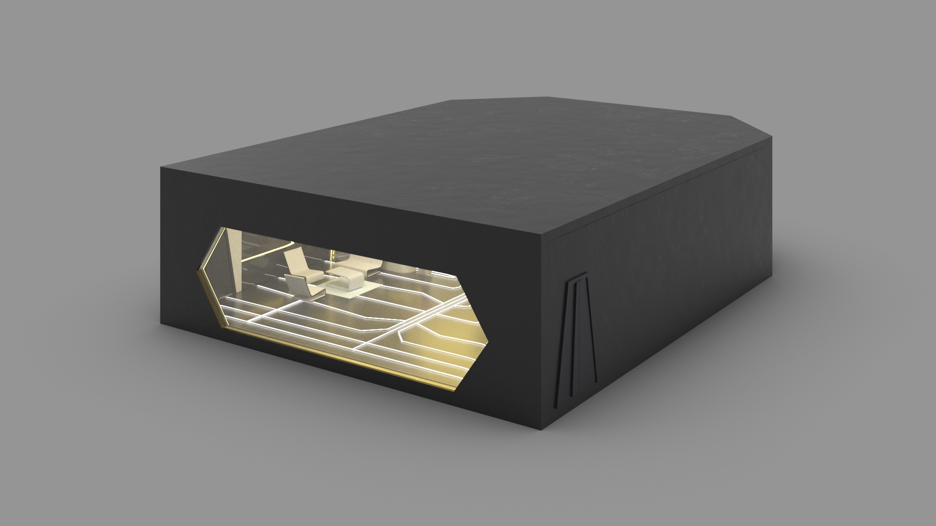 3D model Fantastic Cafe Interior Yellow Lights On