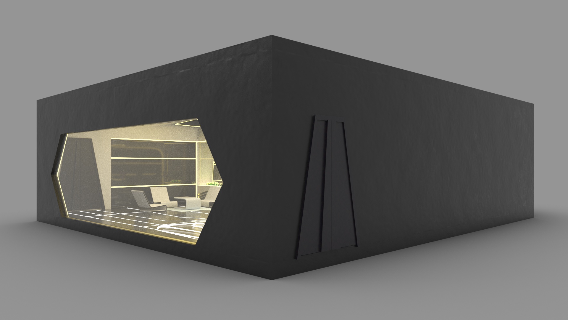 3D model Fantastic Cafe Interior Yellow Lights On