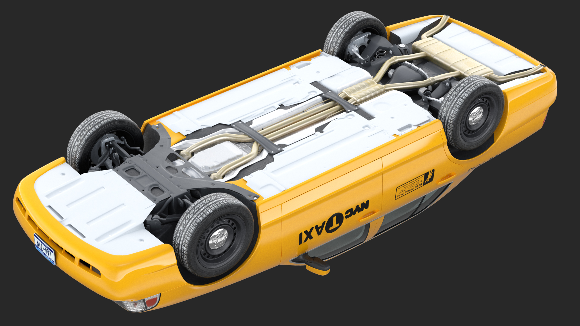 3D model Generic Yellow Taxi Simple Interior