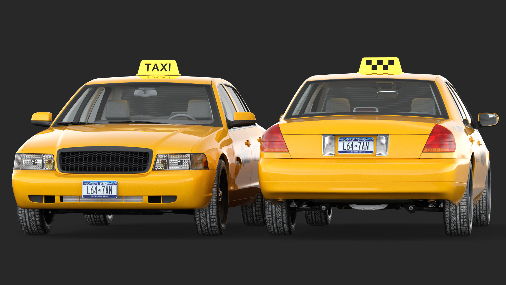 3D model Generic Yellow Taxi Simple Interior