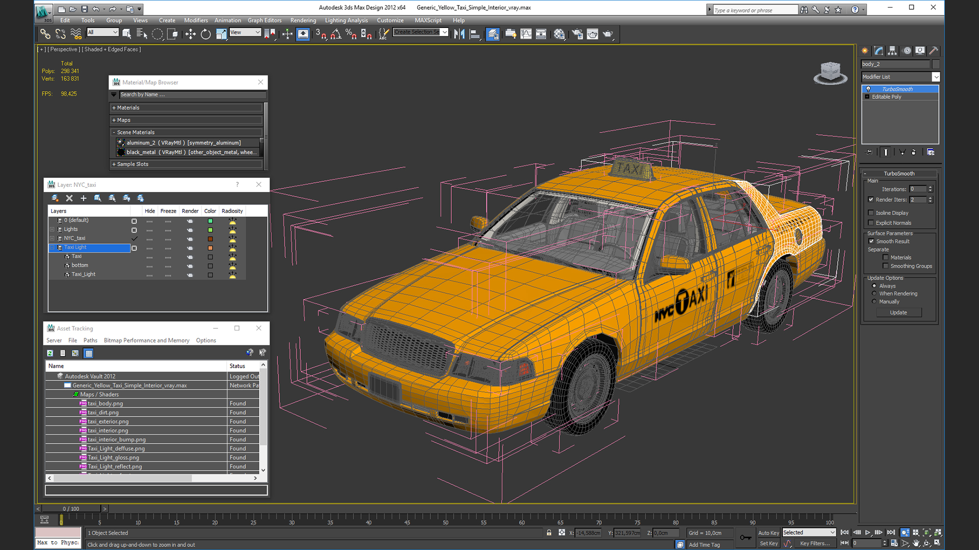 3D model Generic Yellow Taxi Simple Interior
