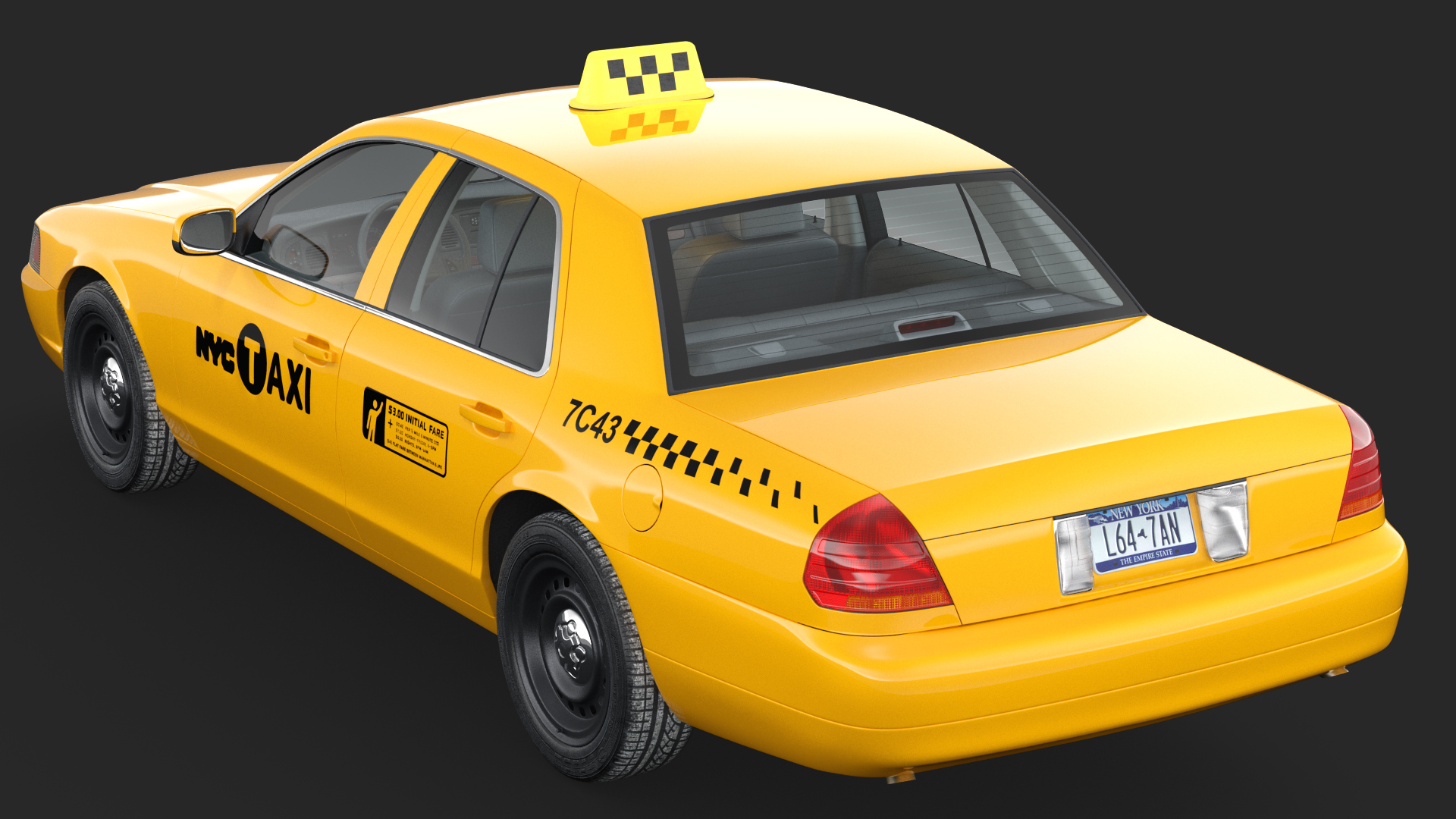 3D model Generic Yellow Taxi Simple Interior