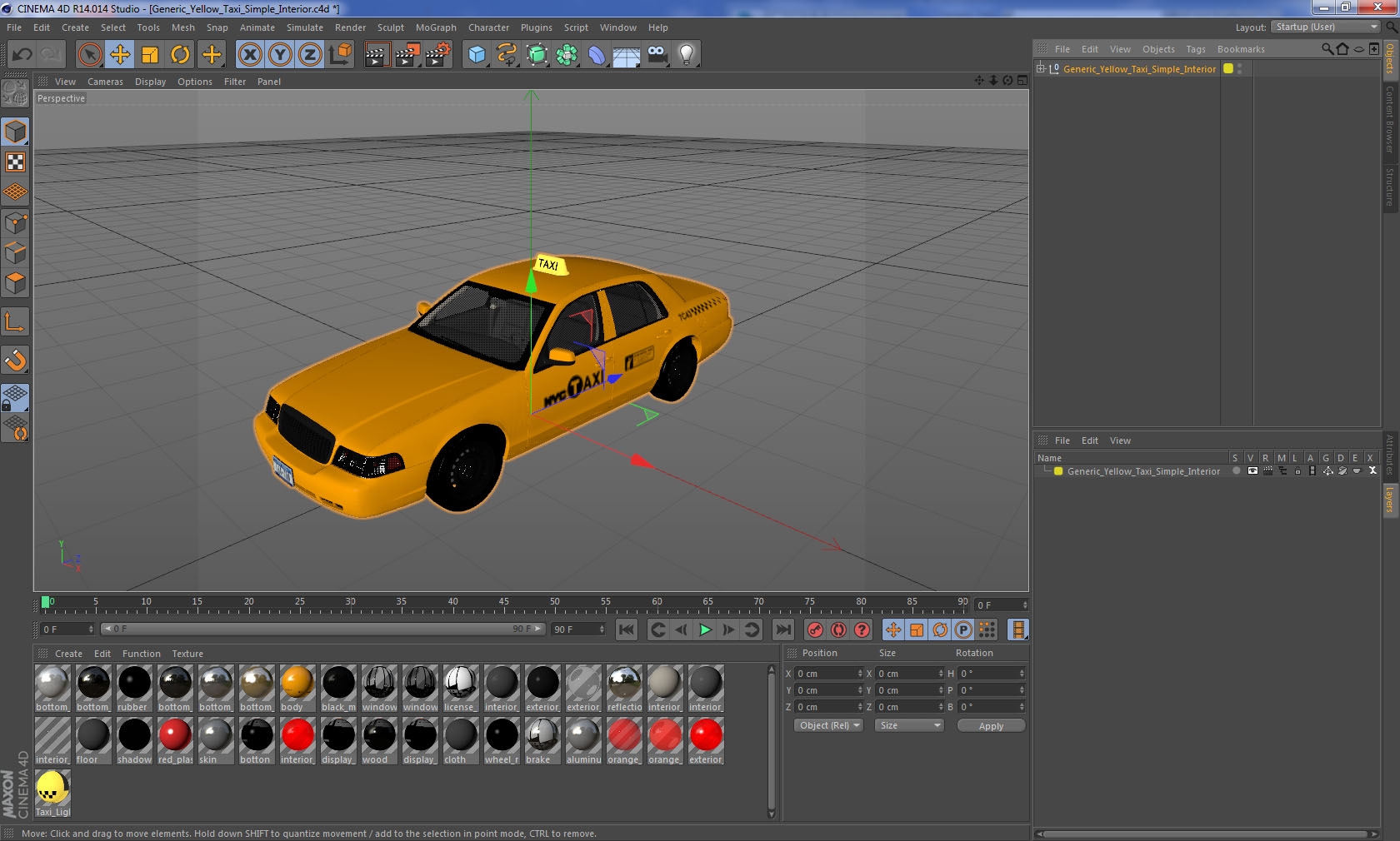 3D model Generic Yellow Taxi Simple Interior