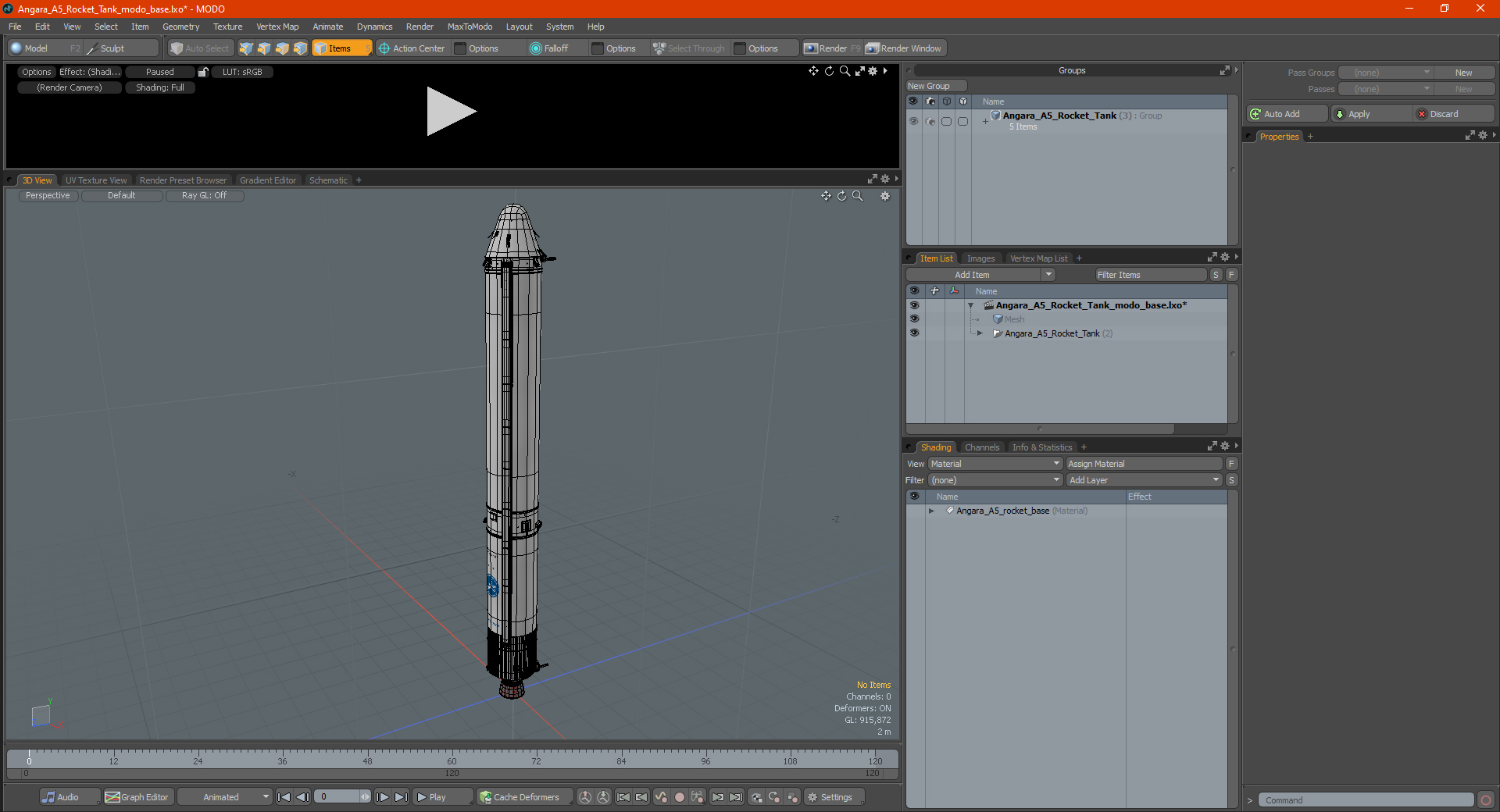 3D Angara A5 Rocket Tank
