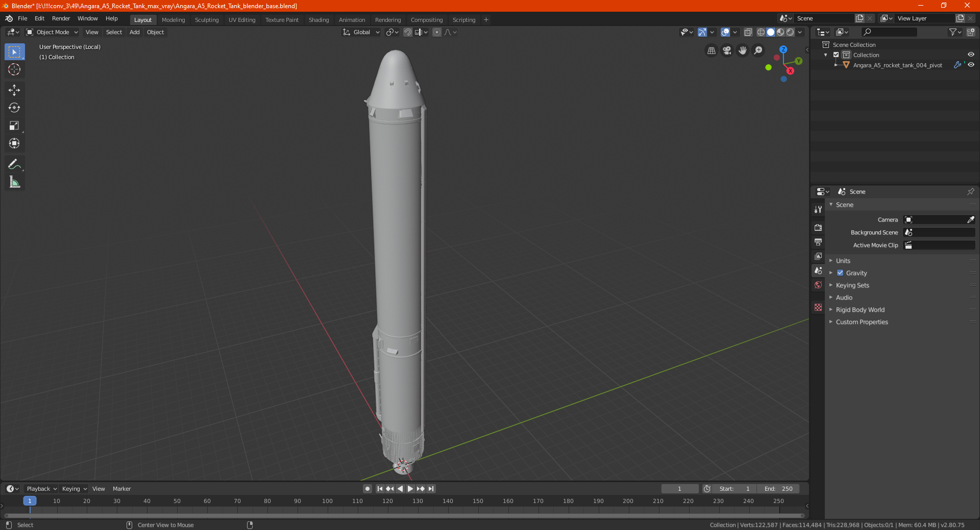 3D Angara A5 Rocket Tank