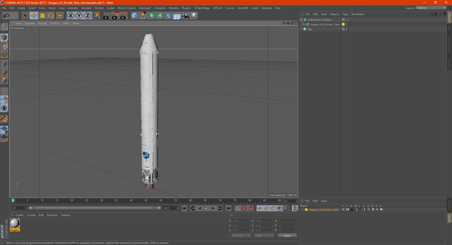 3D Angara A5 Rocket Tank