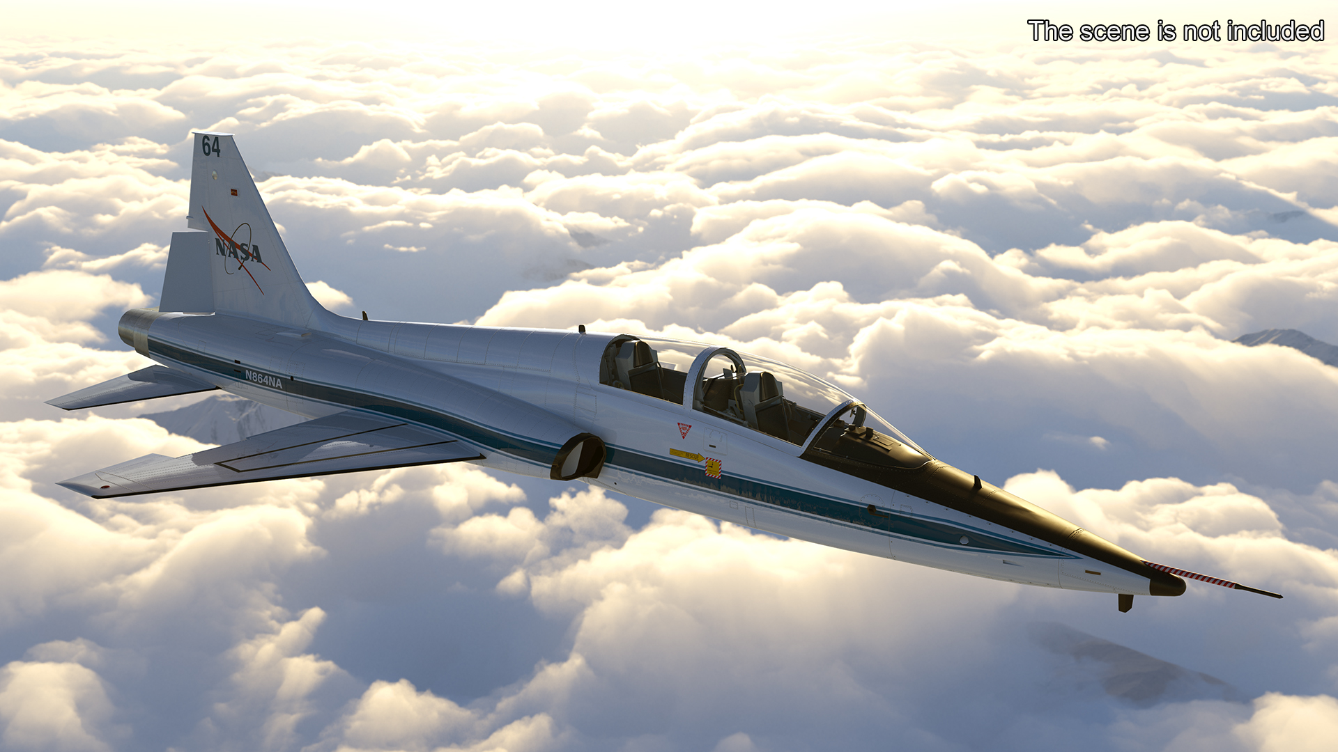 NASA Trainer Jet Aircraft T-38 White Rigged for Maya 3D