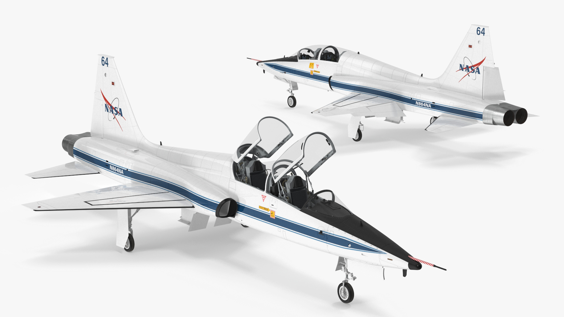 NASA Trainer Jet Aircraft T-38 White Rigged for Maya 3D