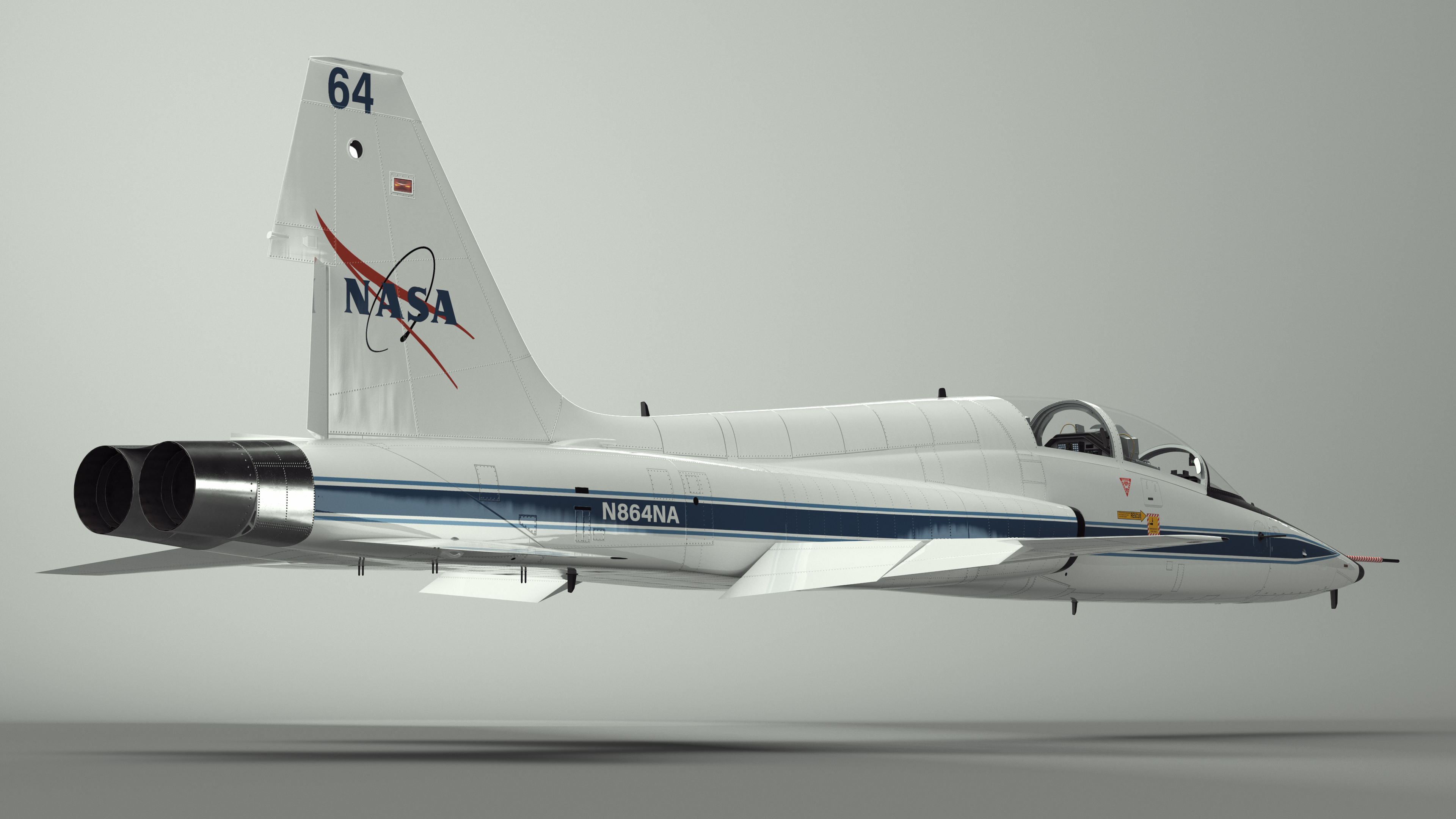 NASA Trainer Jet Aircraft T-38 White Rigged for Maya 3D