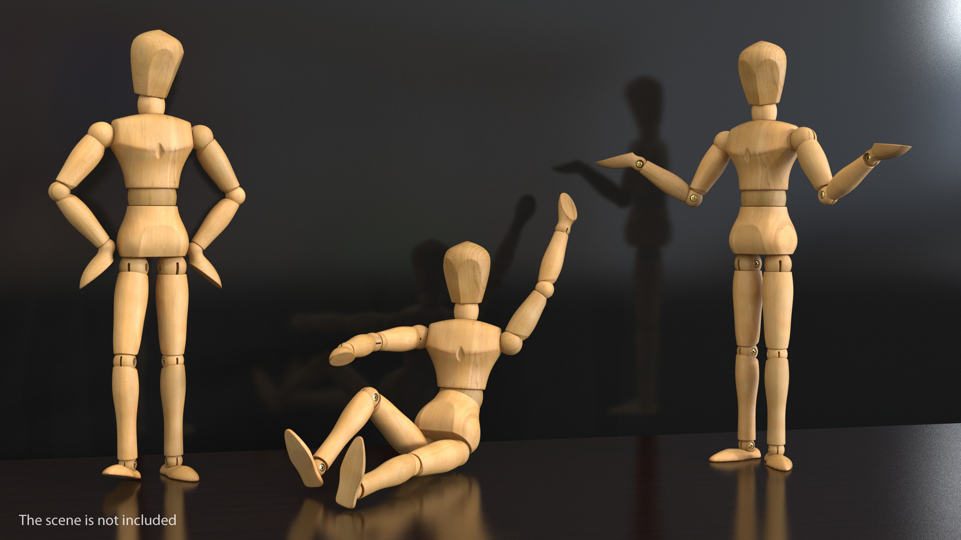 Wooden Dummy Toy Sitting Pose 3D model