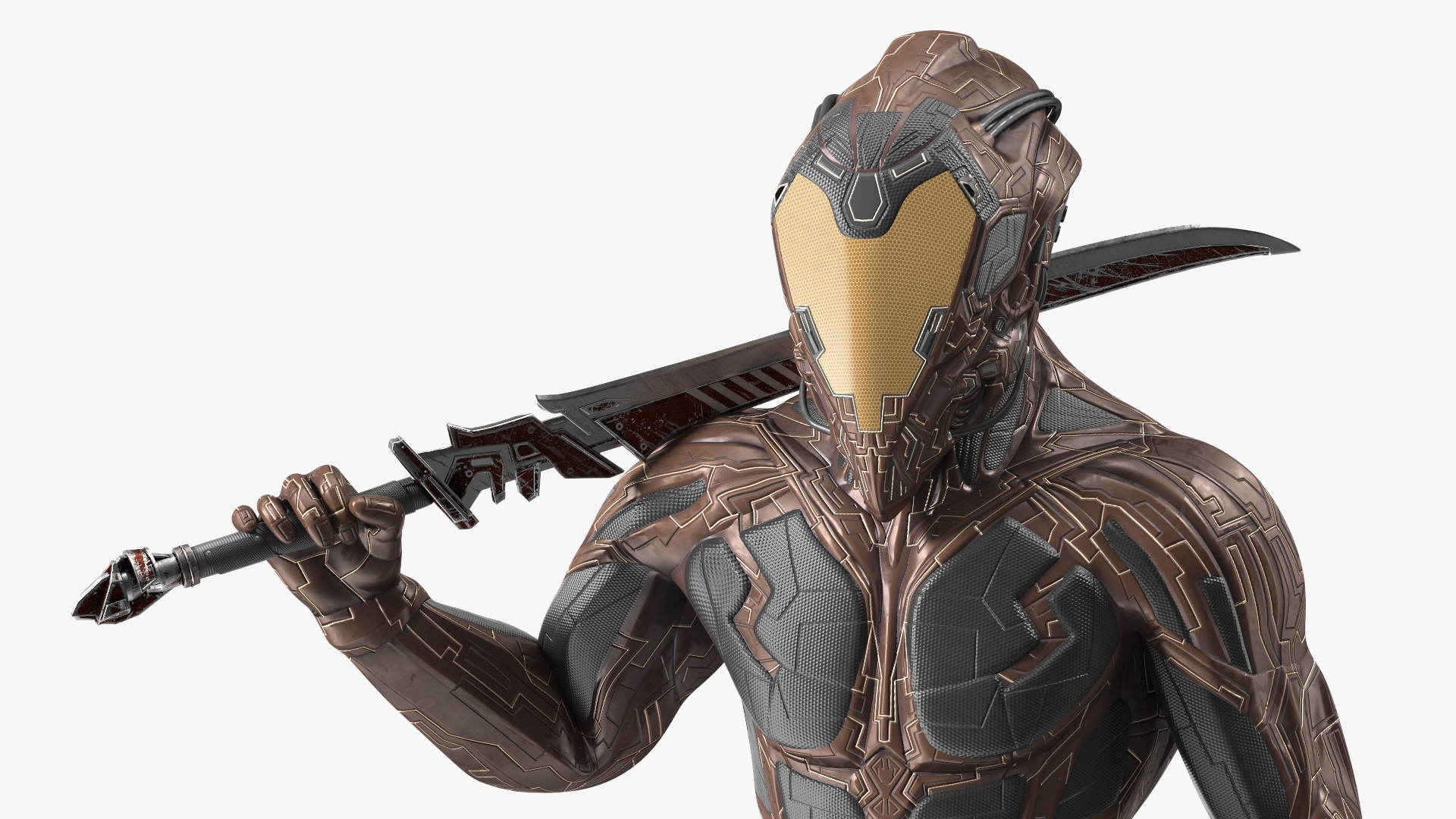 3D Futuristic Cosmic Soldier with Sword