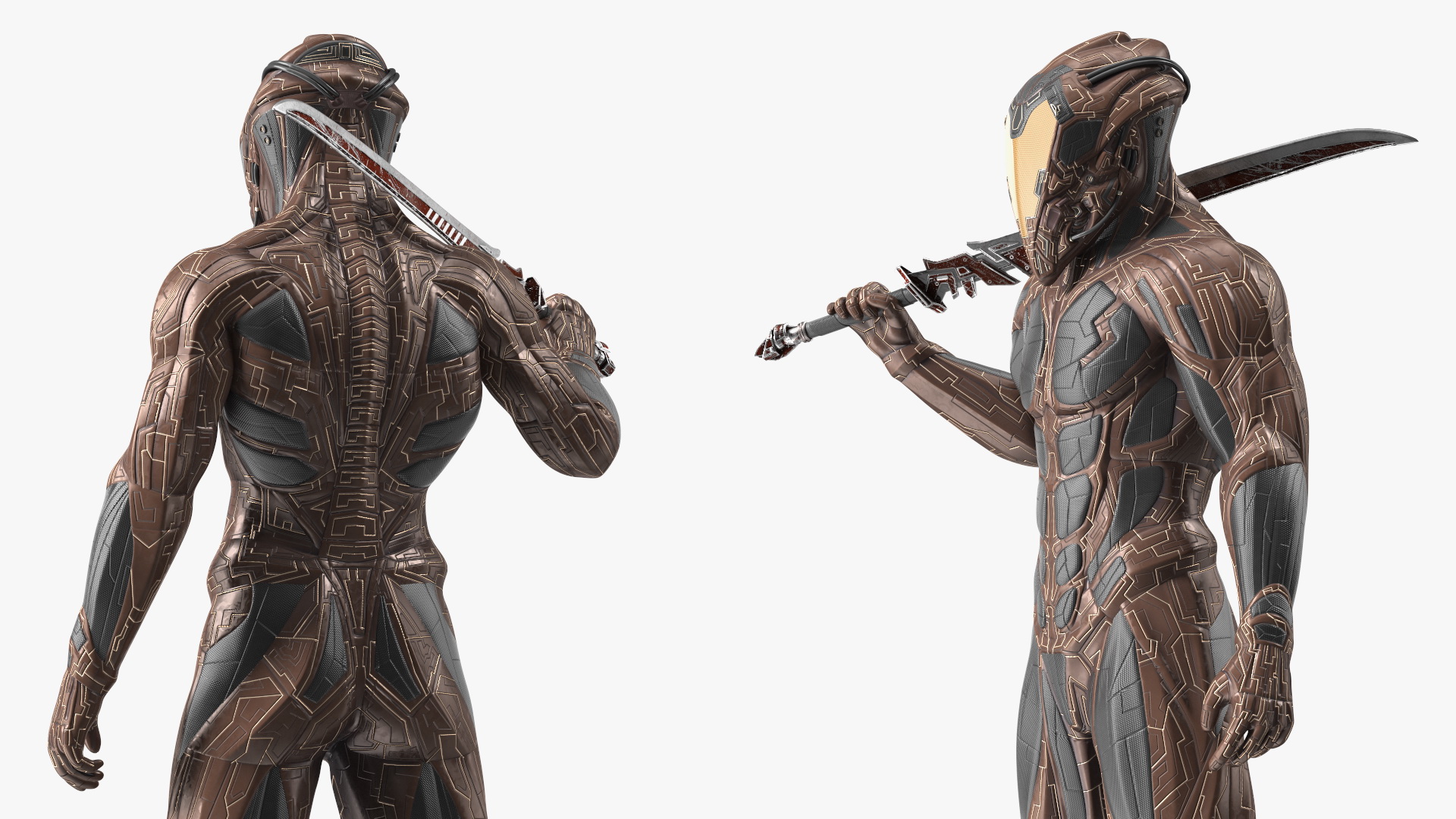 3D Futuristic Cosmic Soldier with Sword
