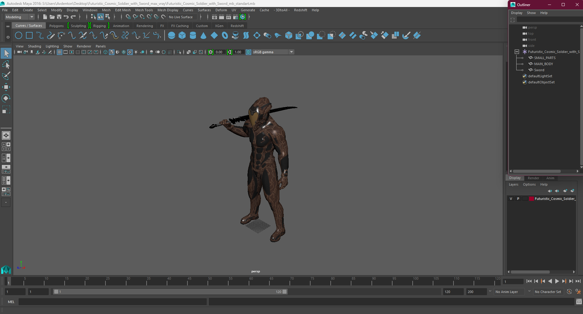 3D Futuristic Cosmic Soldier with Sword