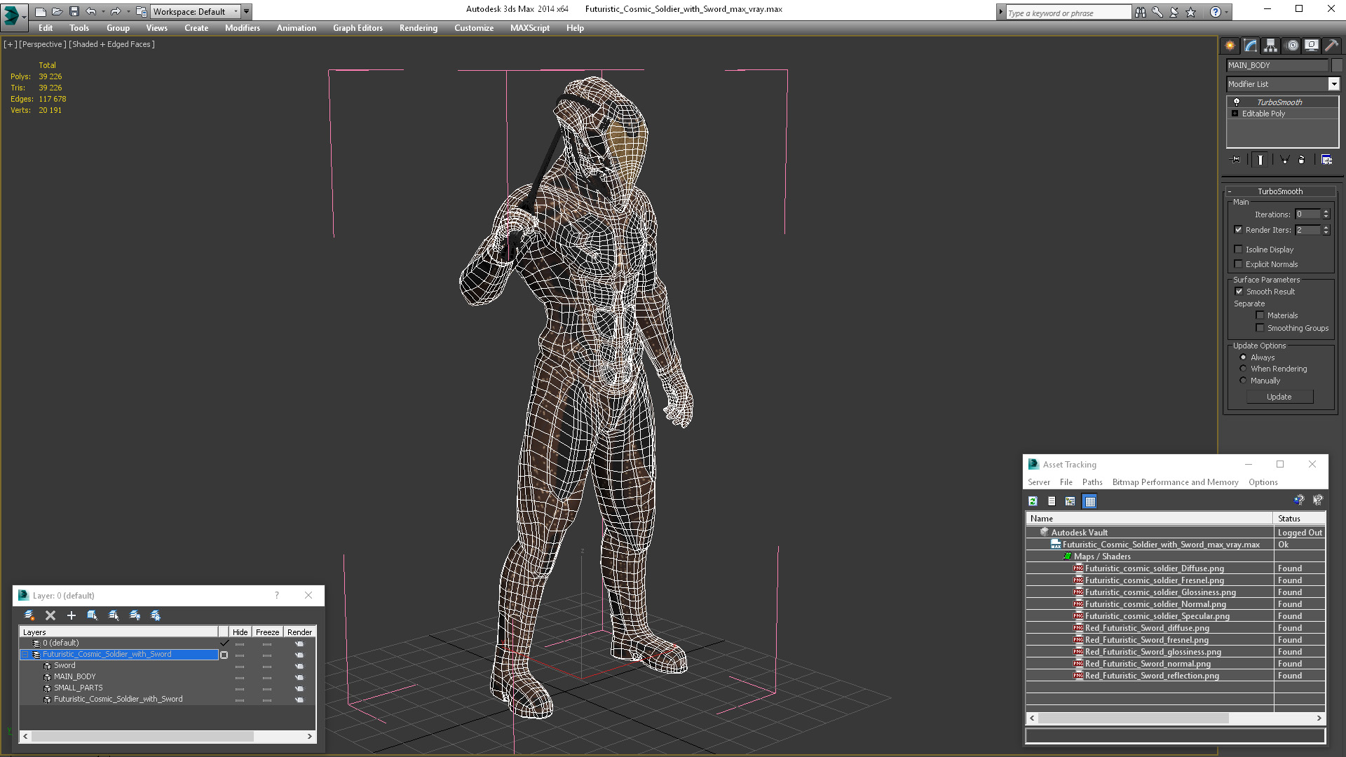 3D Futuristic Cosmic Soldier with Sword