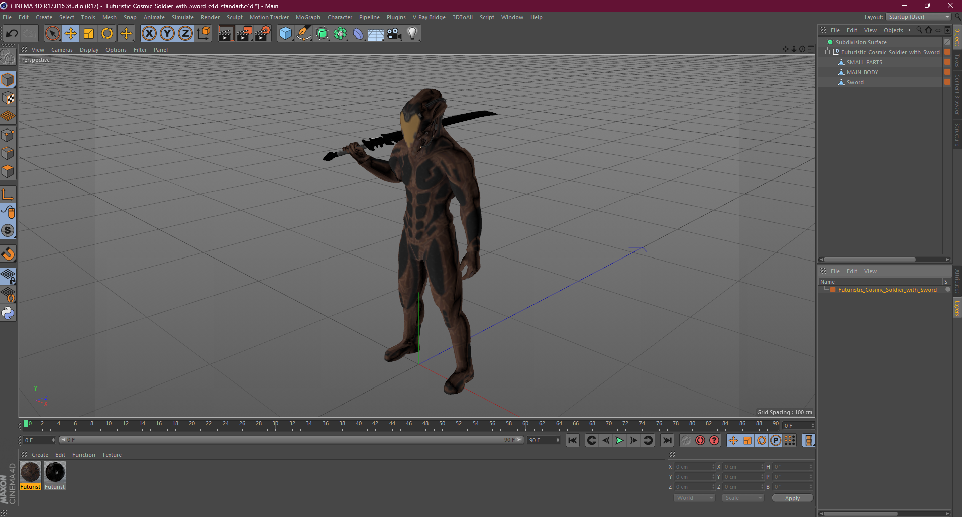 3D Futuristic Cosmic Soldier with Sword