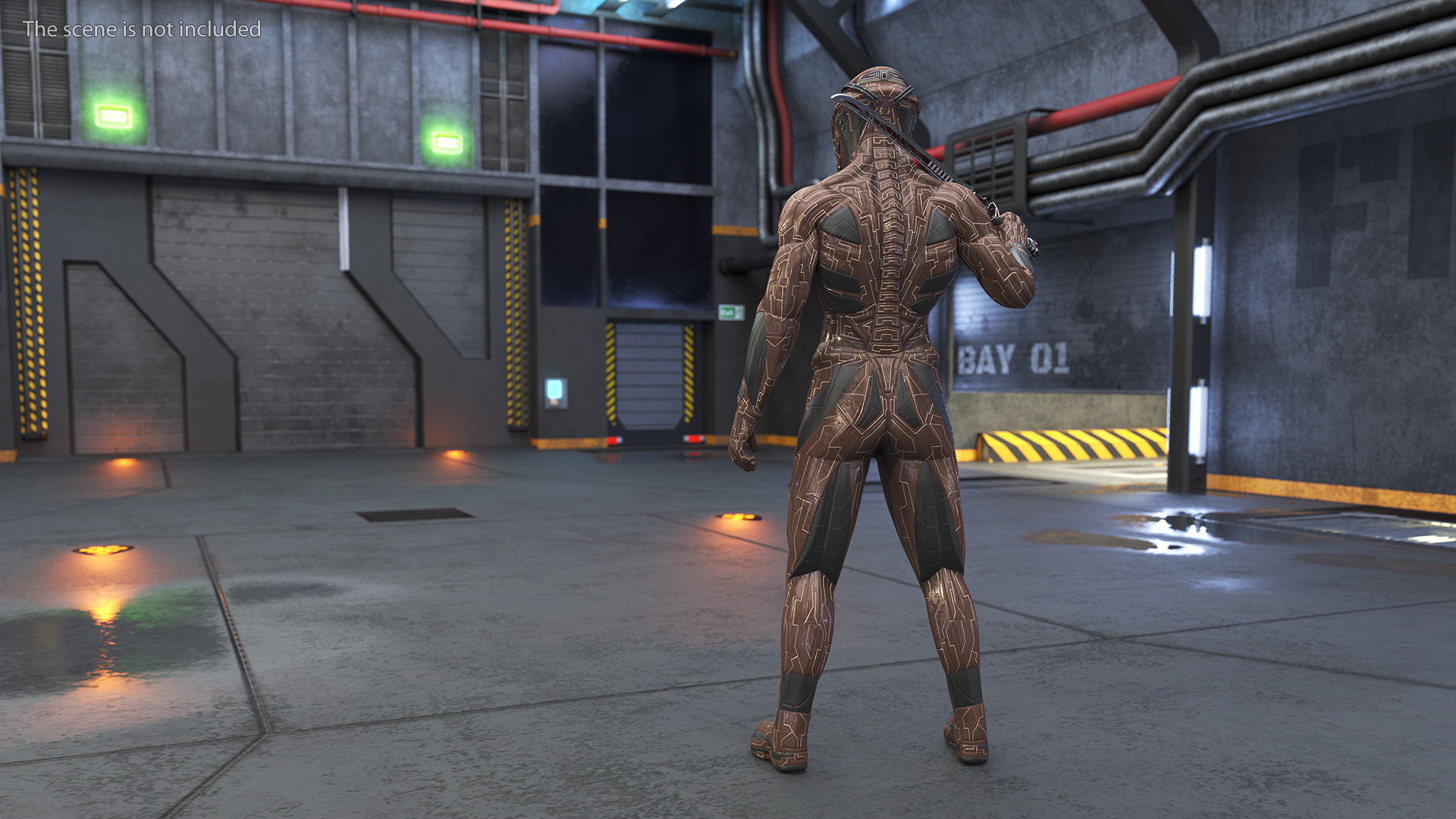 3D Futuristic Cosmic Soldier with Sword