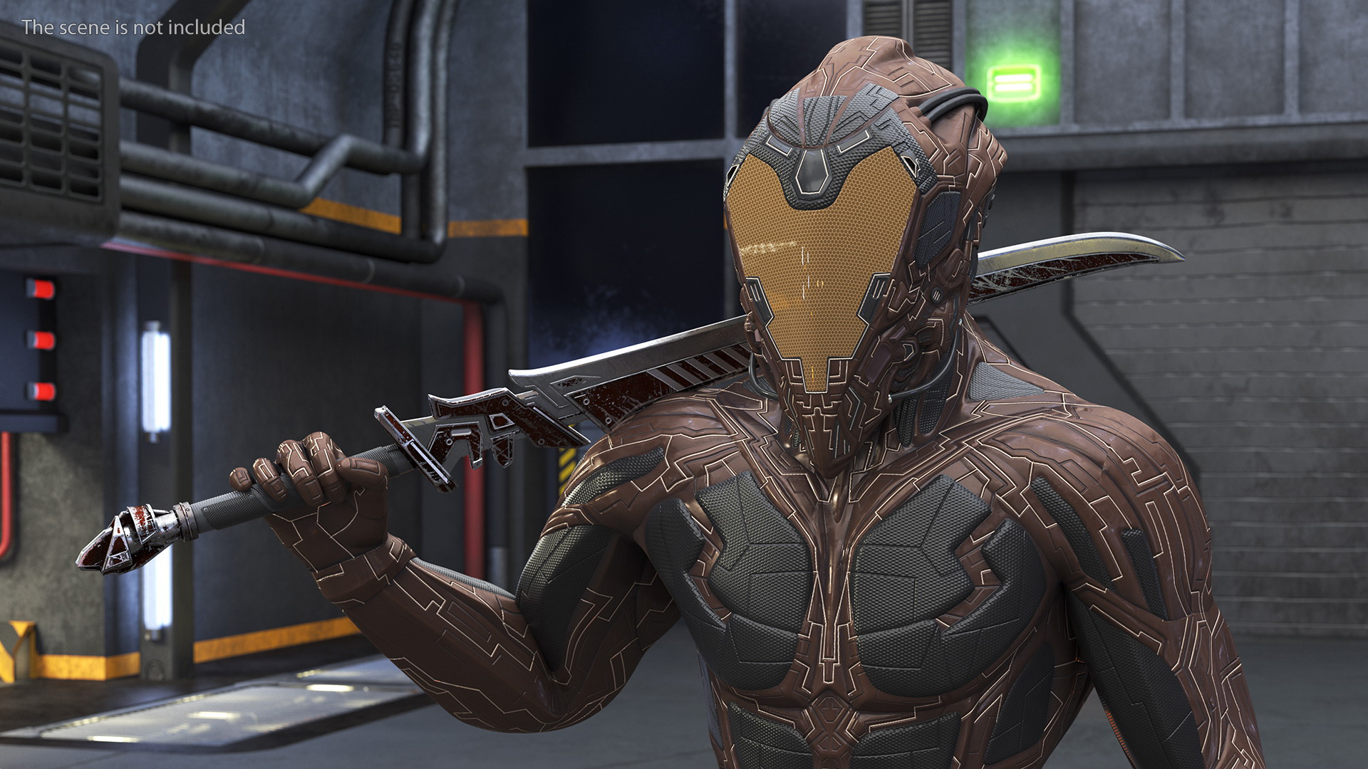 3D Futuristic Cosmic Soldier with Sword