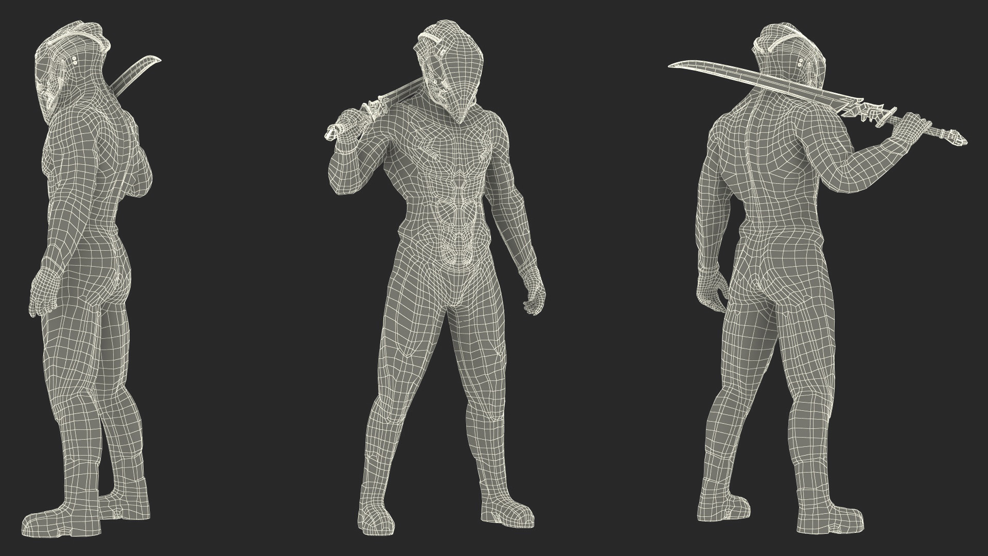 3D Futuristic Cosmic Soldier with Sword