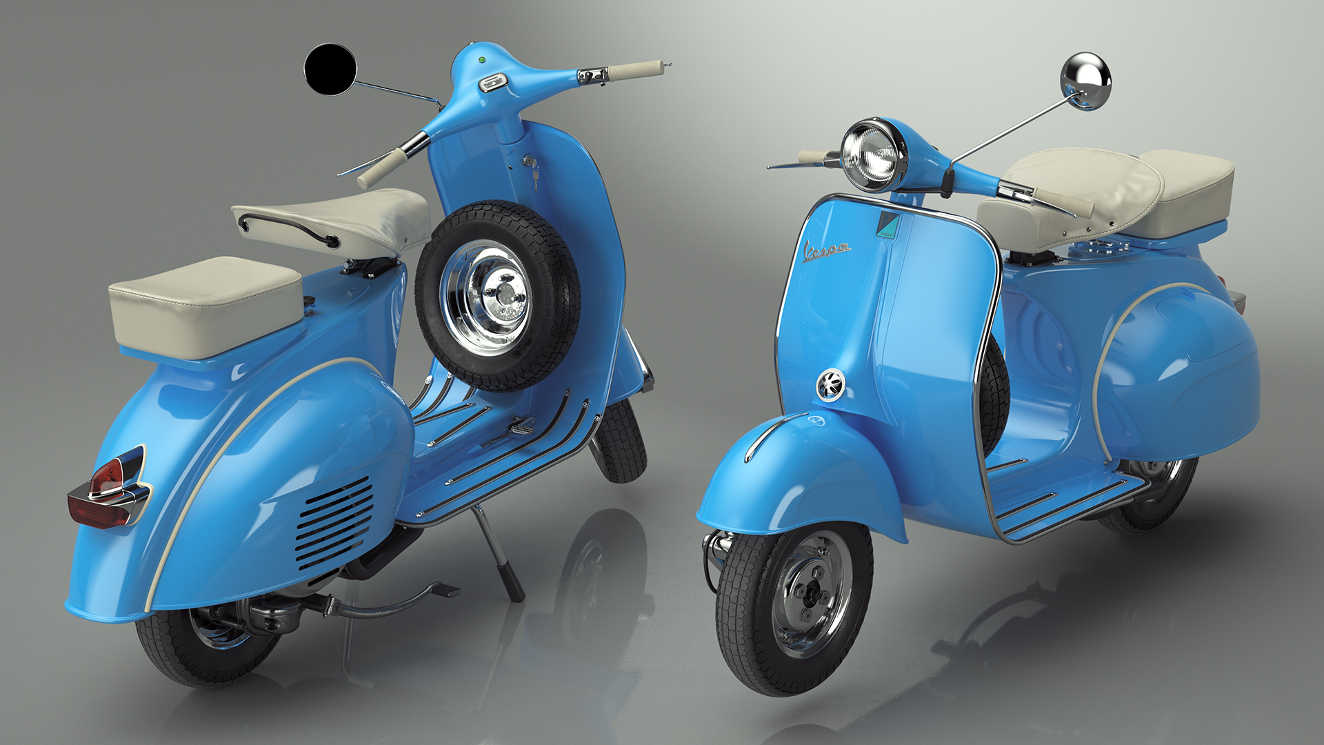 Classic Scooter Vespa 125 Blue Rigged 3D