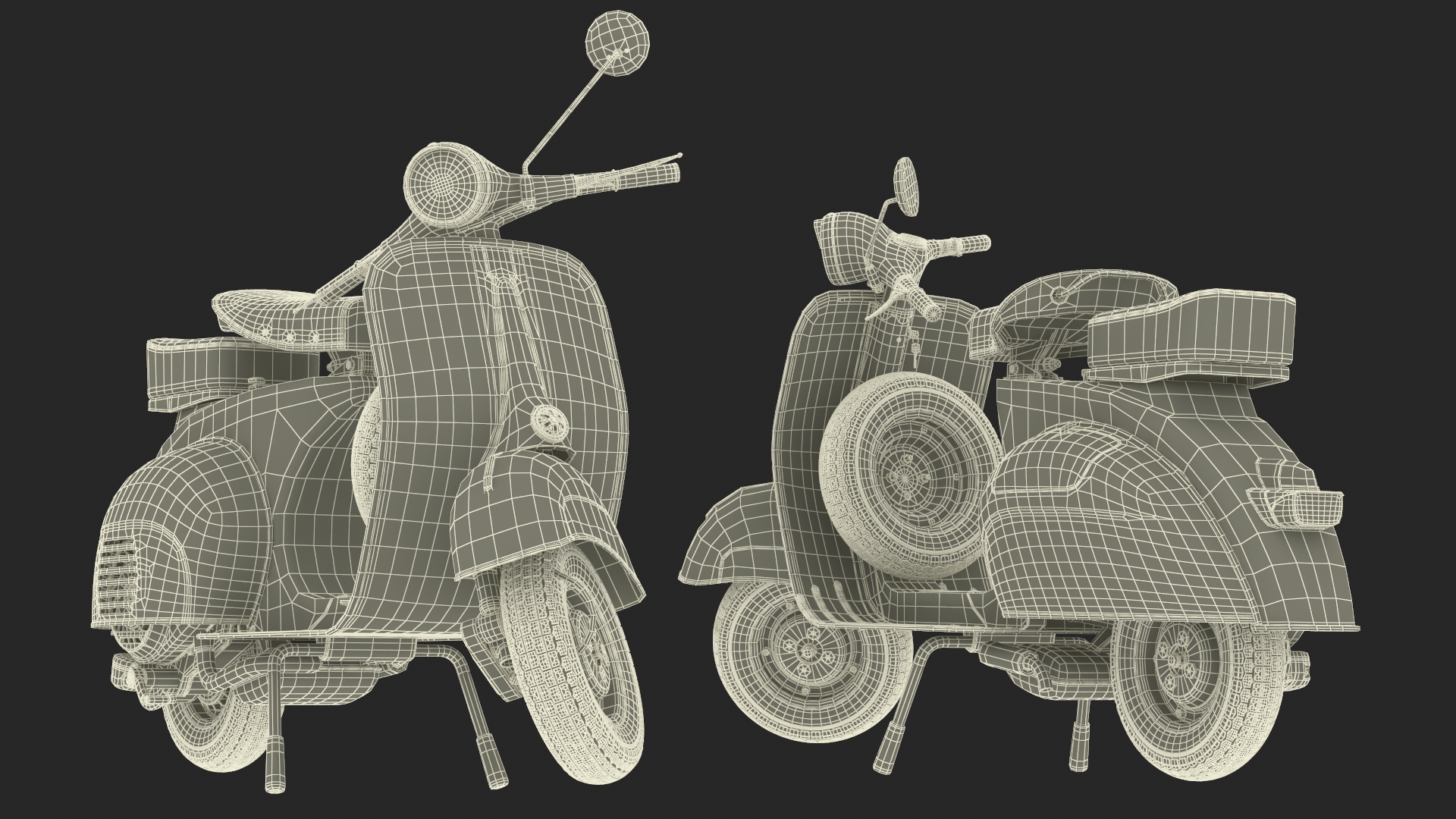 Classic Scooter Vespa 125 Blue Rigged 3D