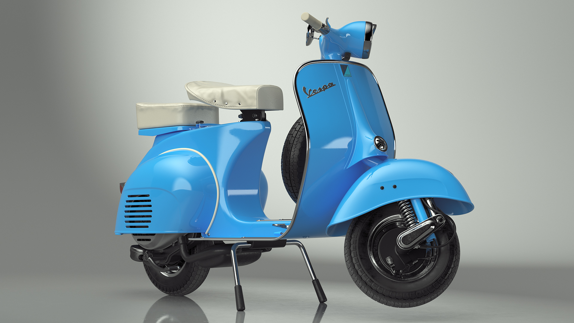 Classic Scooter Vespa 125 Blue Rigged 3D