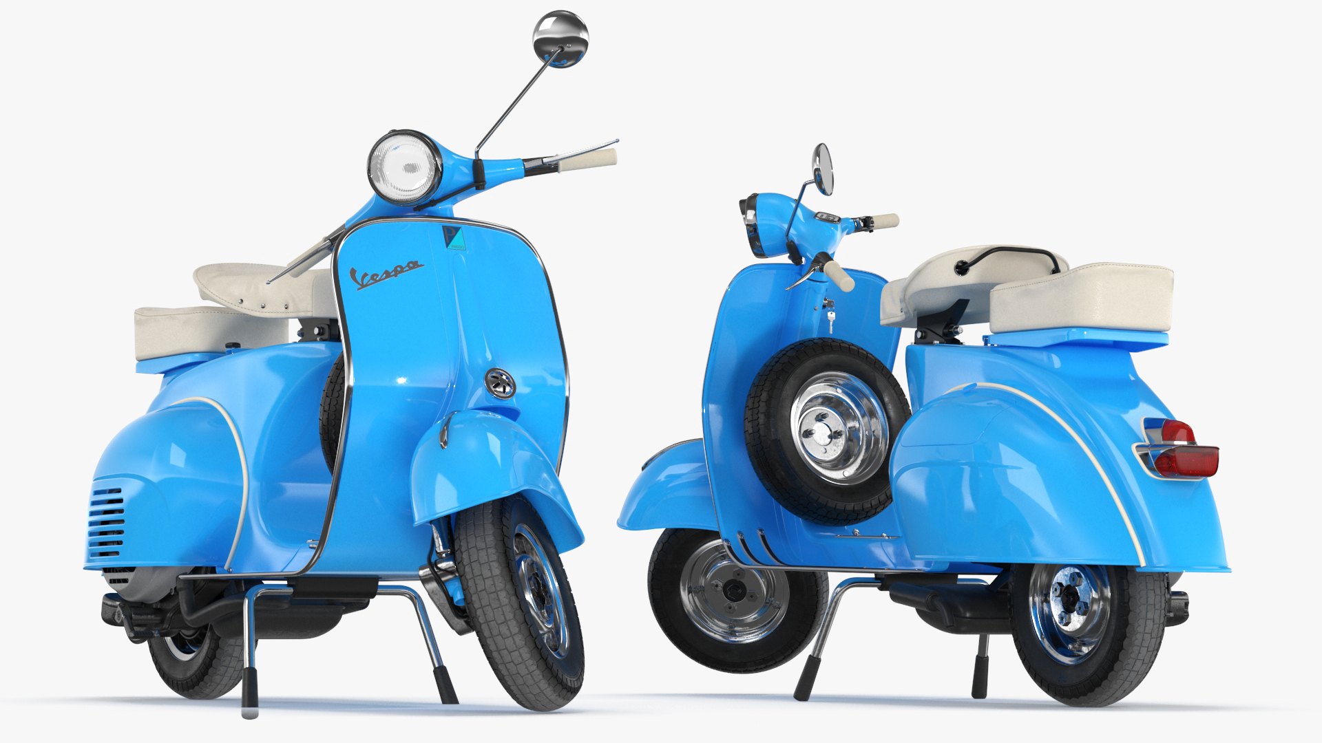 Classic Scooter Vespa 125 Blue Rigged 3D