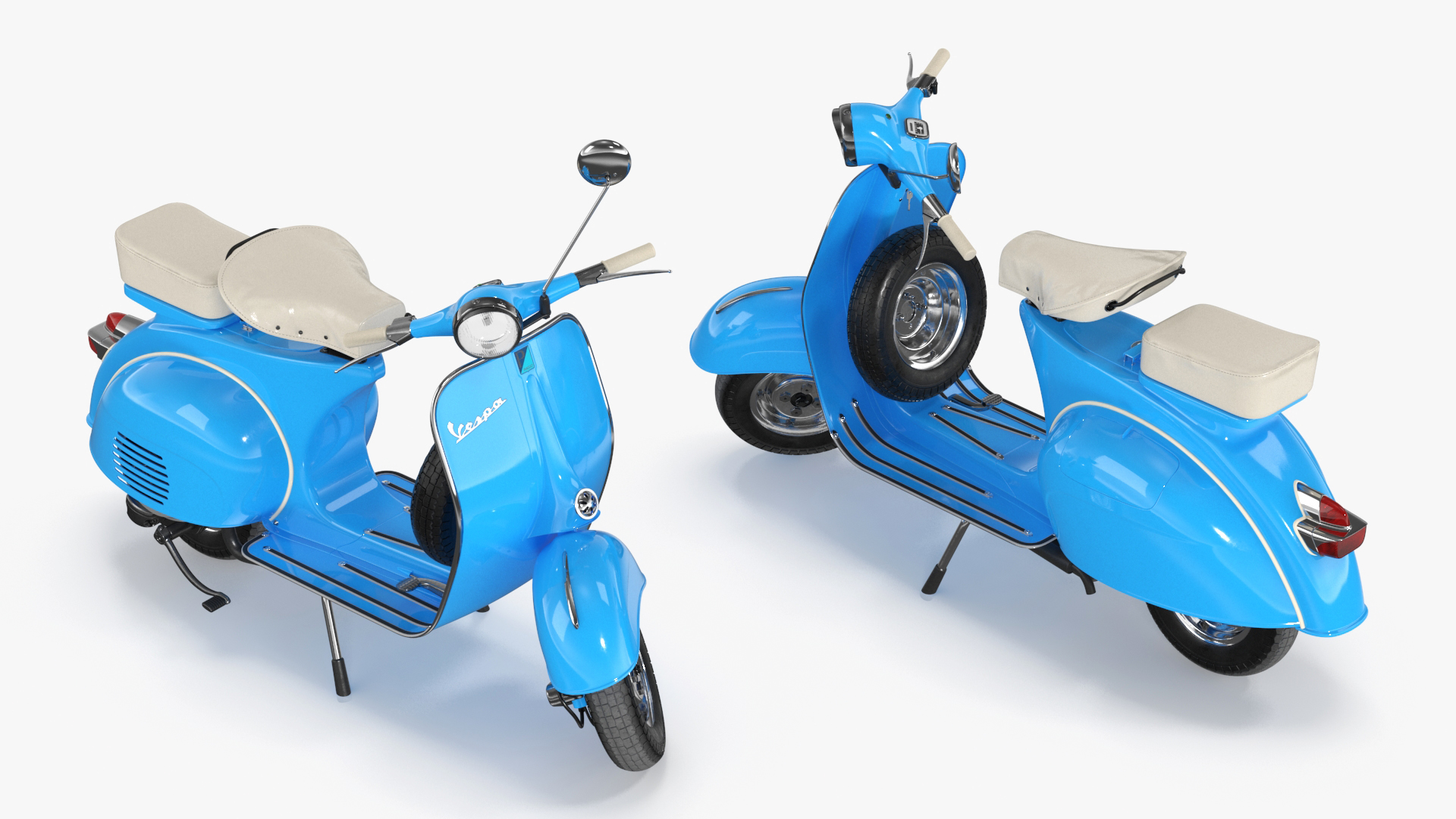 Classic Scooter Vespa 125 Blue Rigged 3D