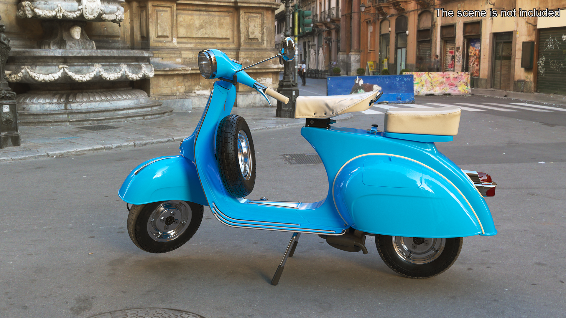 Classic Scooter Vespa 125 Blue Rigged 3D