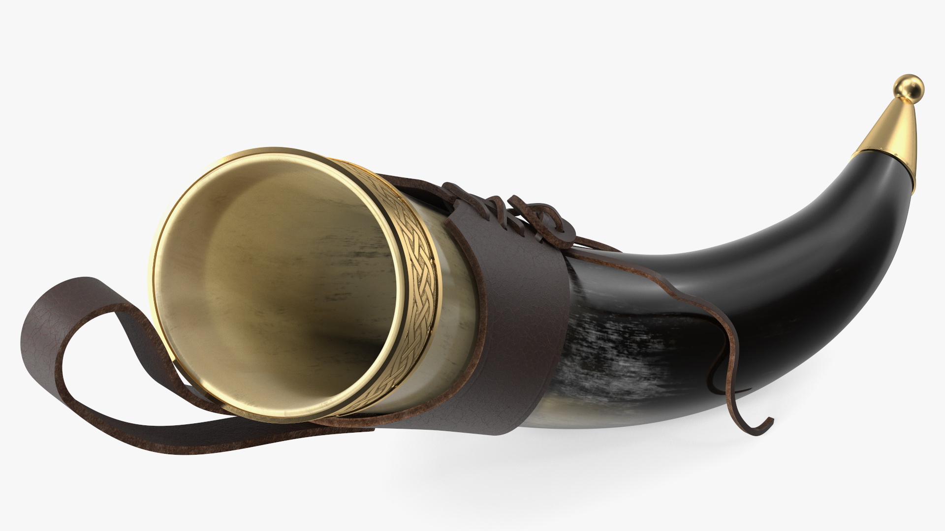 3D model Drinking Horn Light in Leather Case with Gold Trim