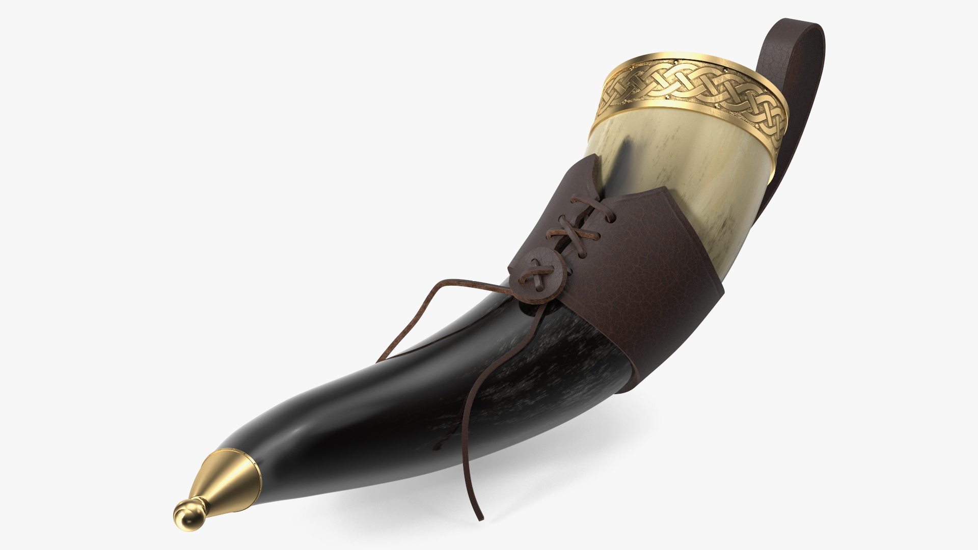 3D model Drinking Horn Light in Leather Case with Gold Trim