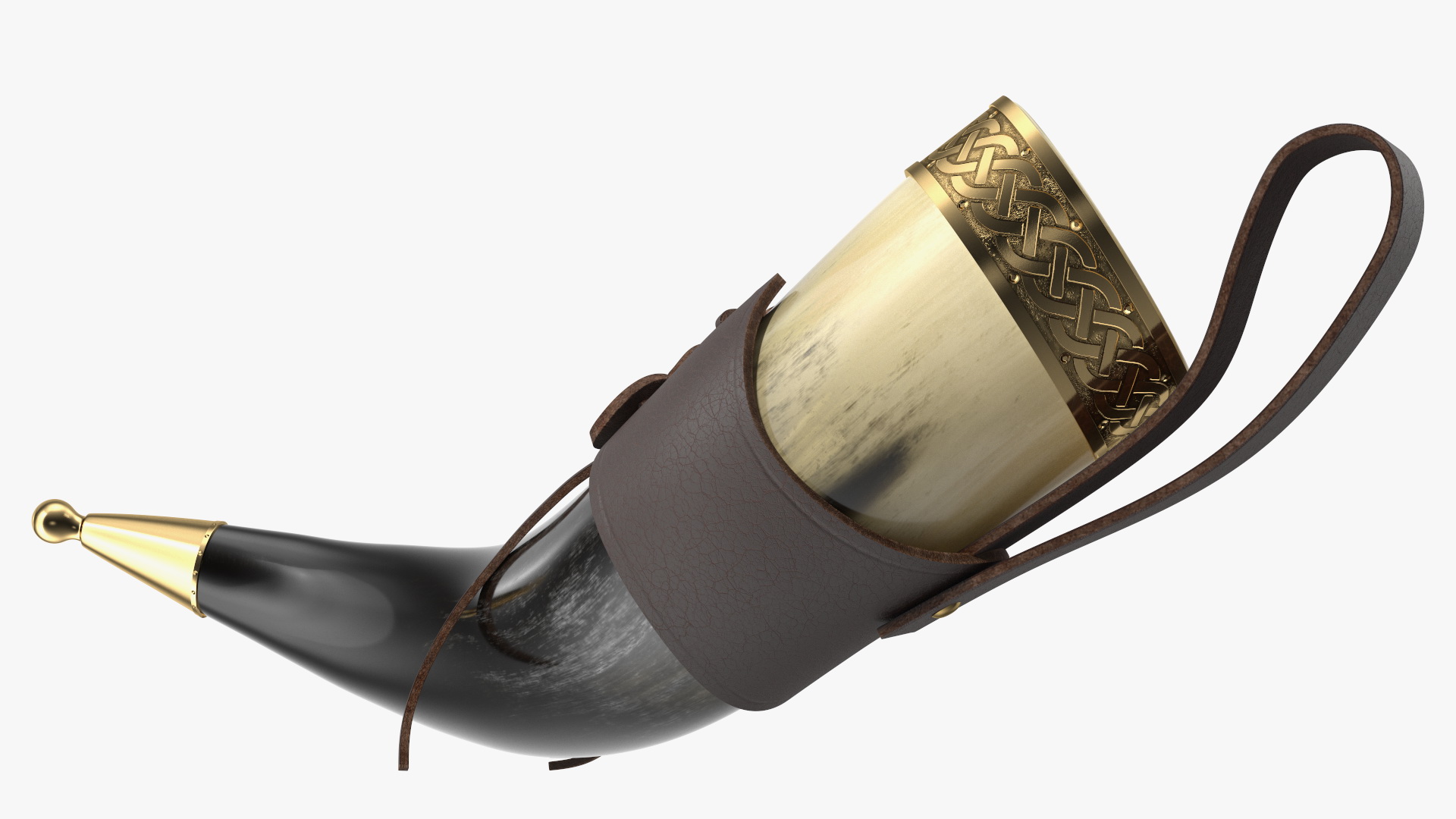 3D model Drinking Horn Light in Leather Case with Gold Trim