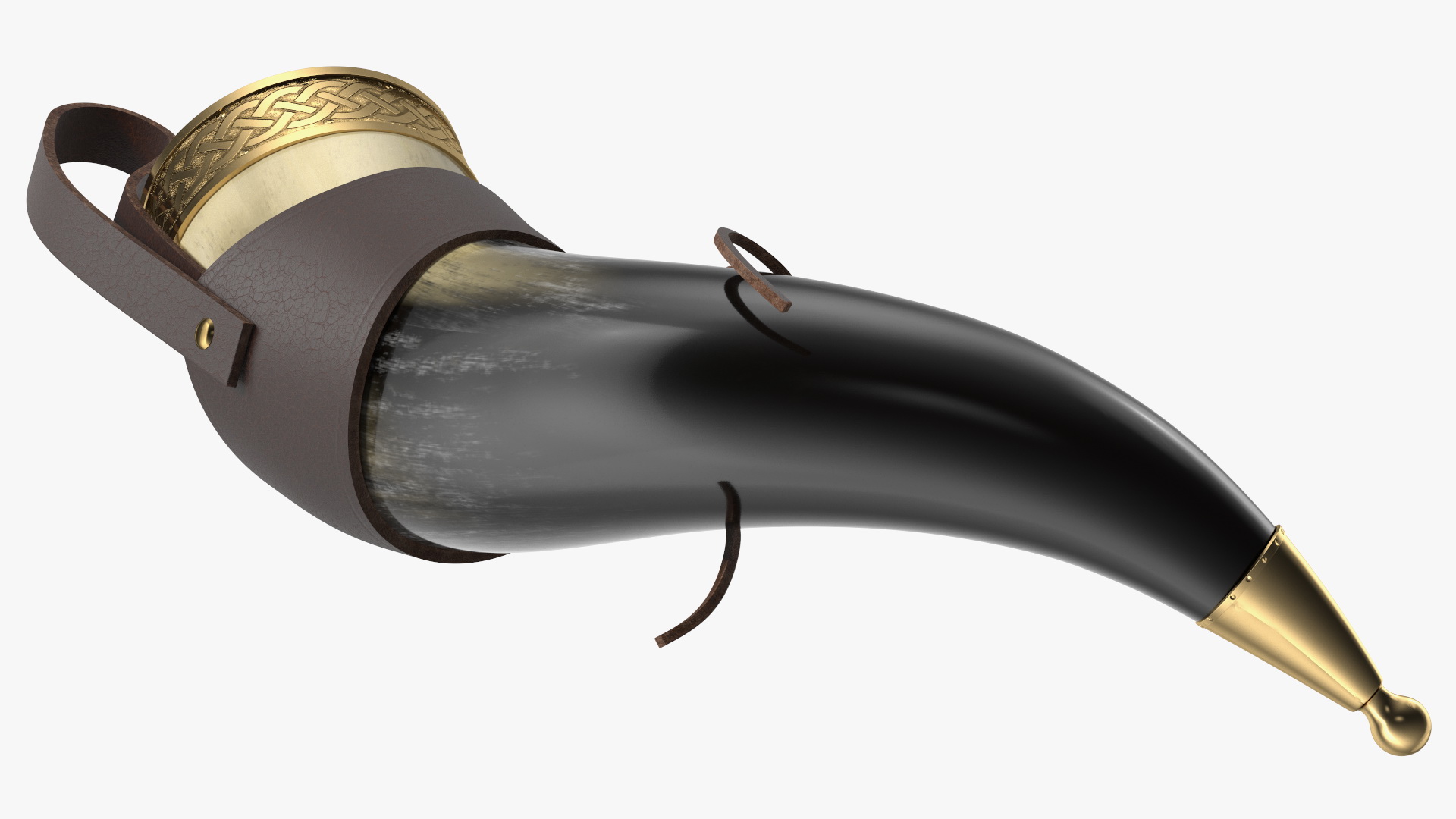 3D model Drinking Horn Light in Leather Case with Gold Trim