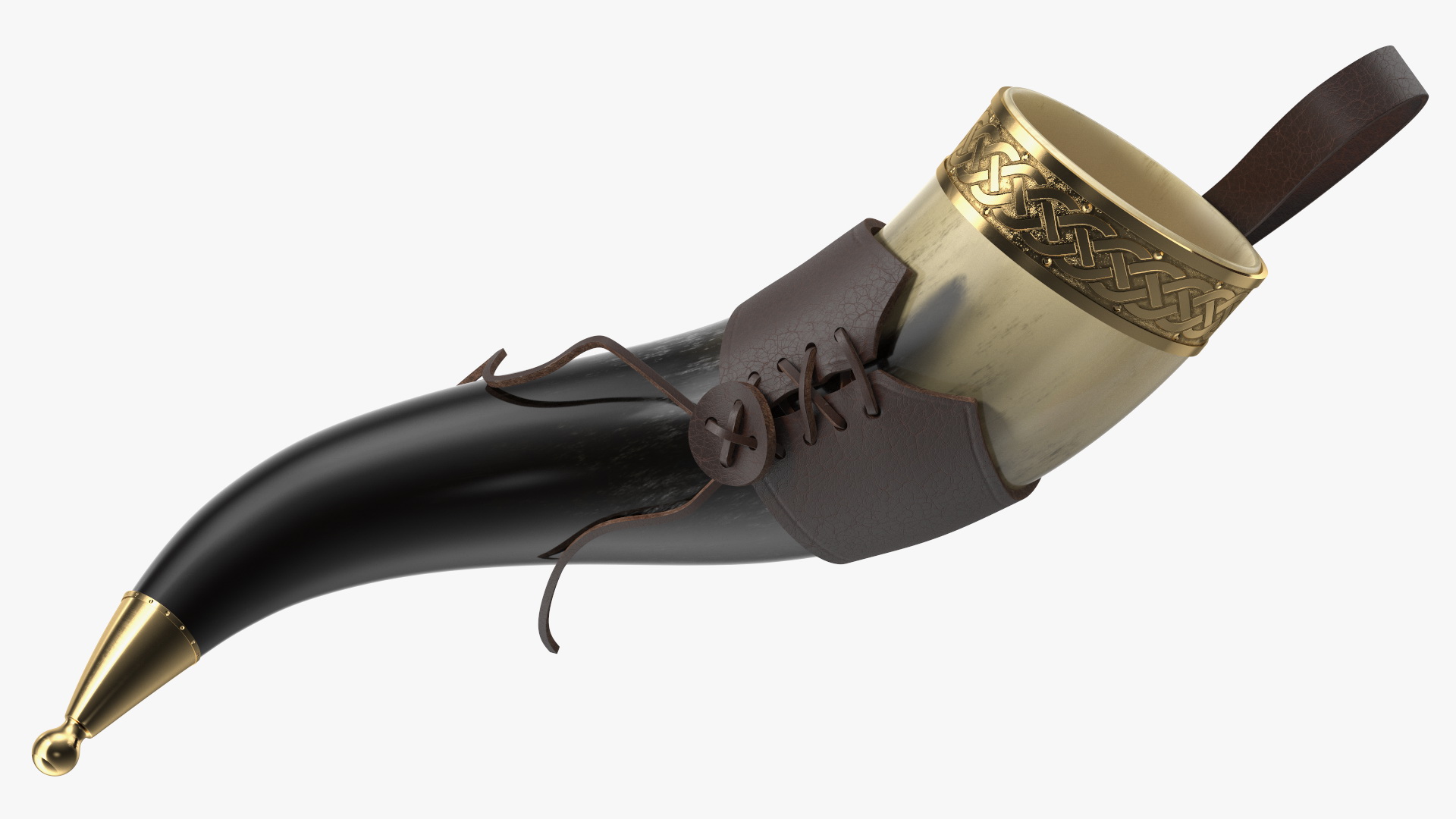 3D model Drinking Horn Light in Leather Case with Gold Trim