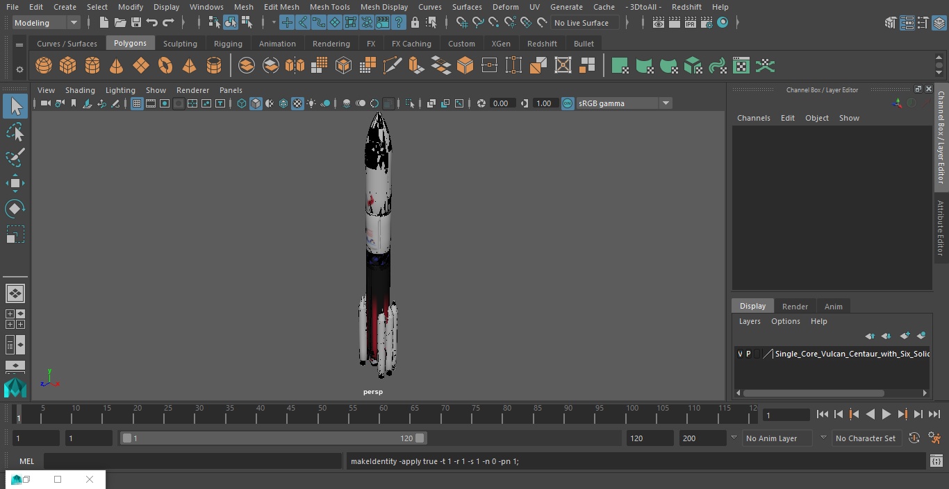 Single Core Vulcan Centaur with Six Solid Rocket Boosters 3D