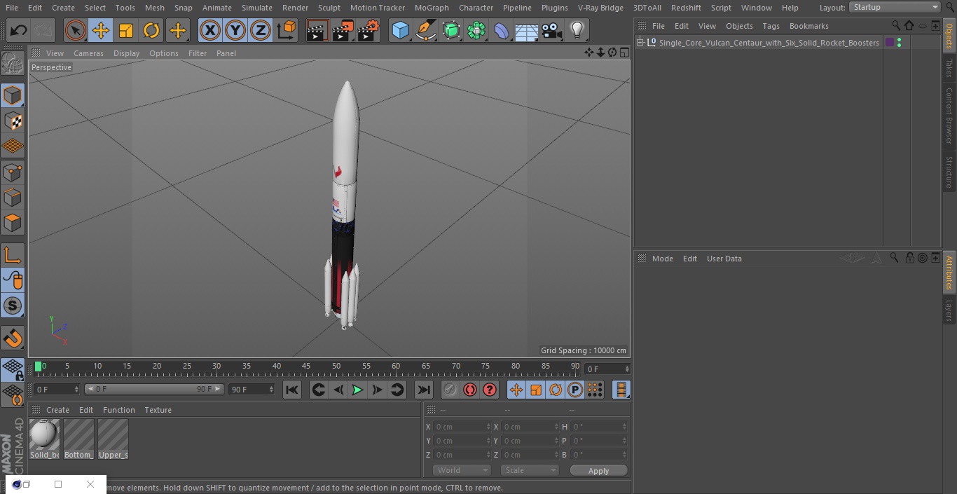 Single Core Vulcan Centaur with Six Solid Rocket Boosters 3D