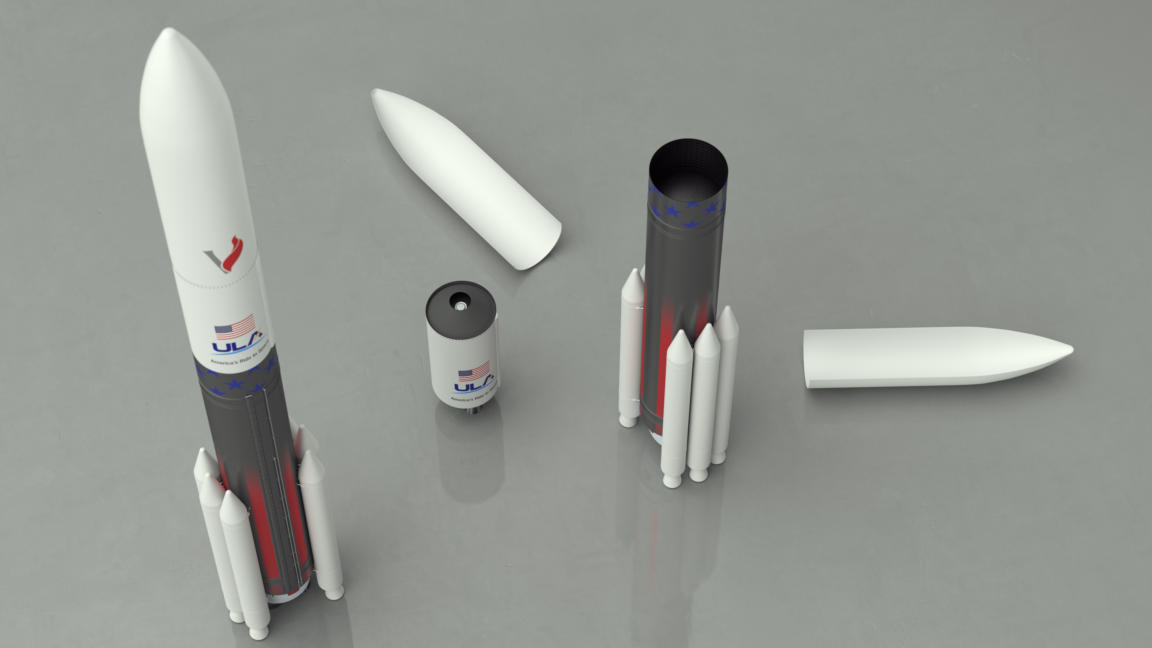Single Core Vulcan Centaur with Six Solid Rocket Boosters 3D