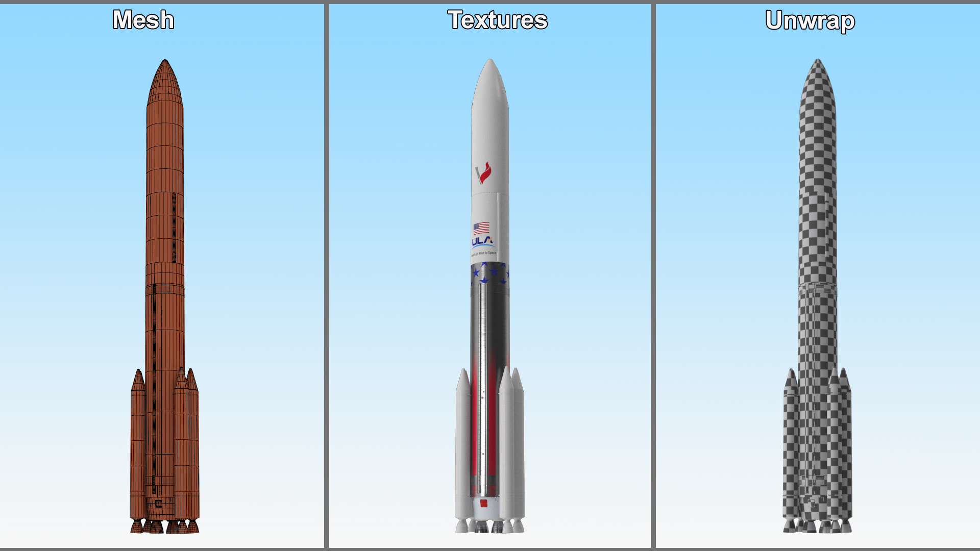 Single Core Vulcan Centaur with Six Solid Rocket Boosters 3D