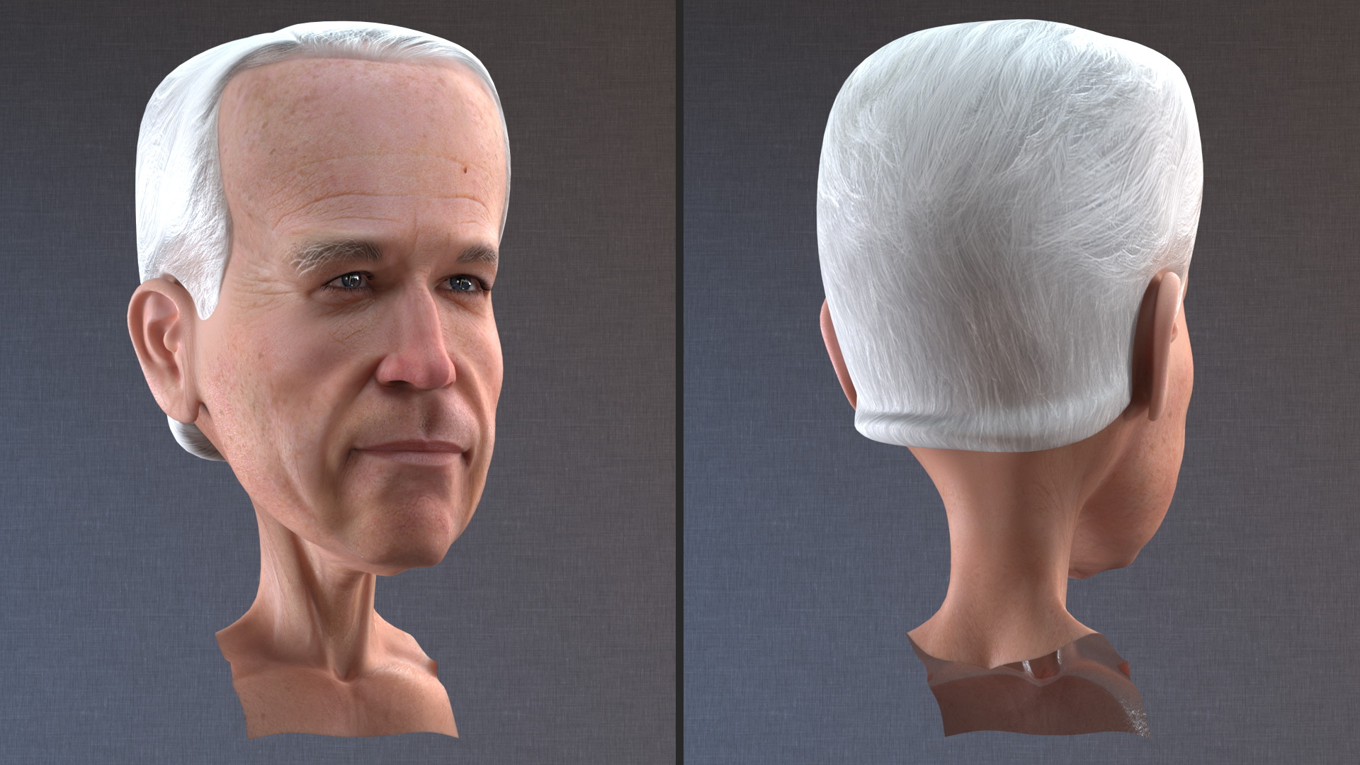 Cartoon Joe Biden Head Rigged 3D model