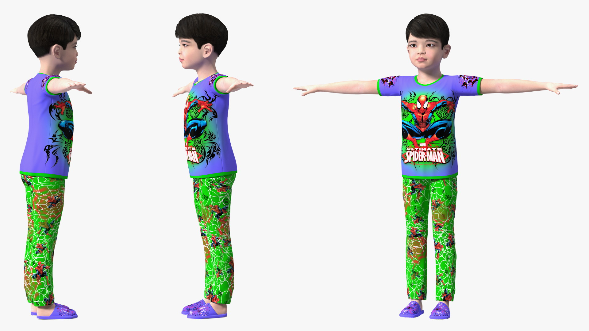 3D Asian Child Boy Home Style T-pose model