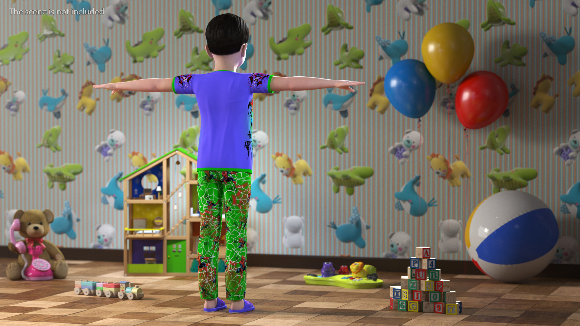 3D Asian Child Boy Home Style T-pose model