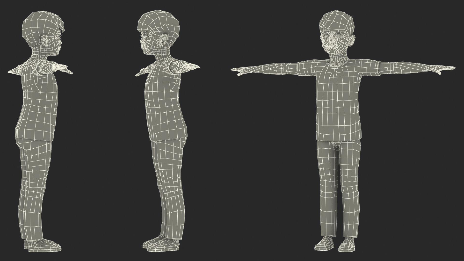 3D Asian Child Boy Home Style T-pose model