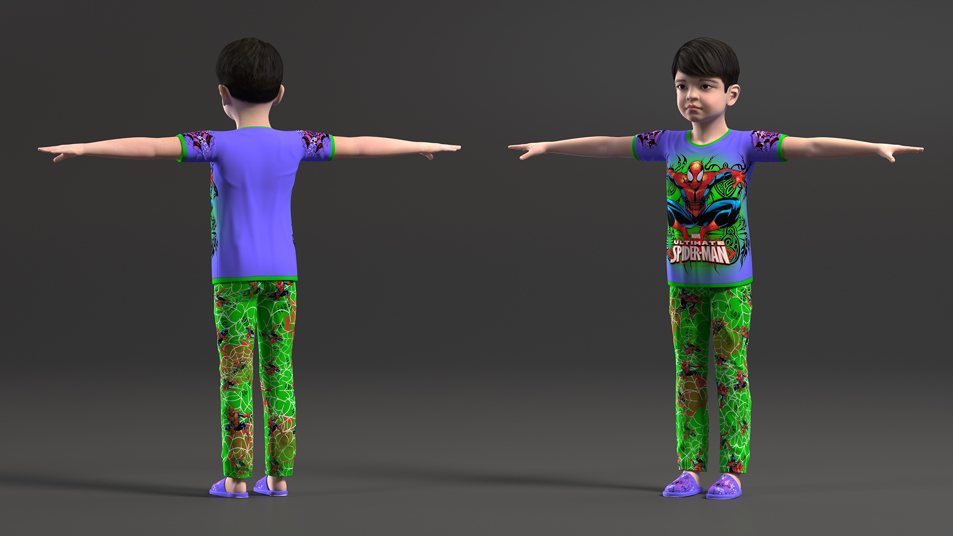 3D Asian Child Boy Home Style T-pose model