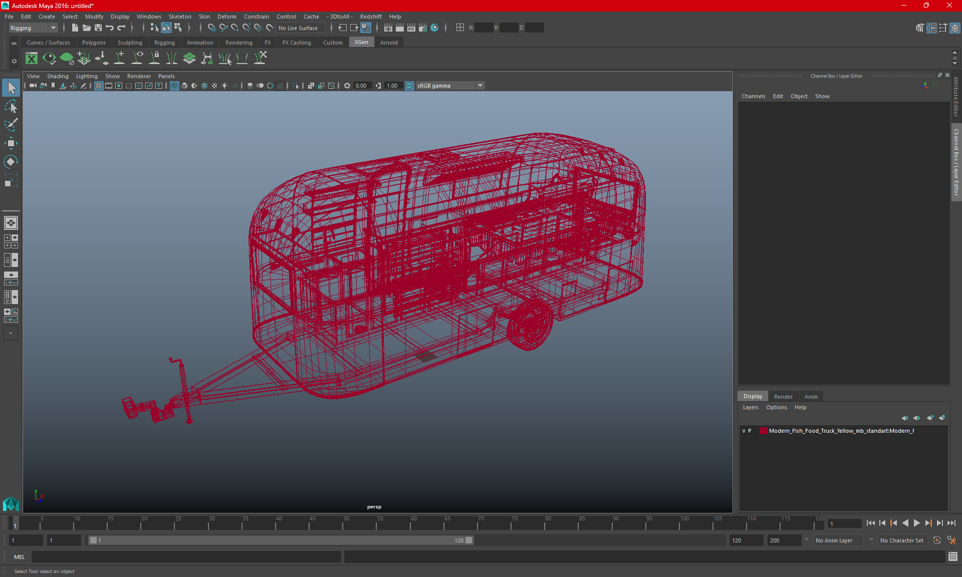 Modern Fish Food Truck Yellow 3D model