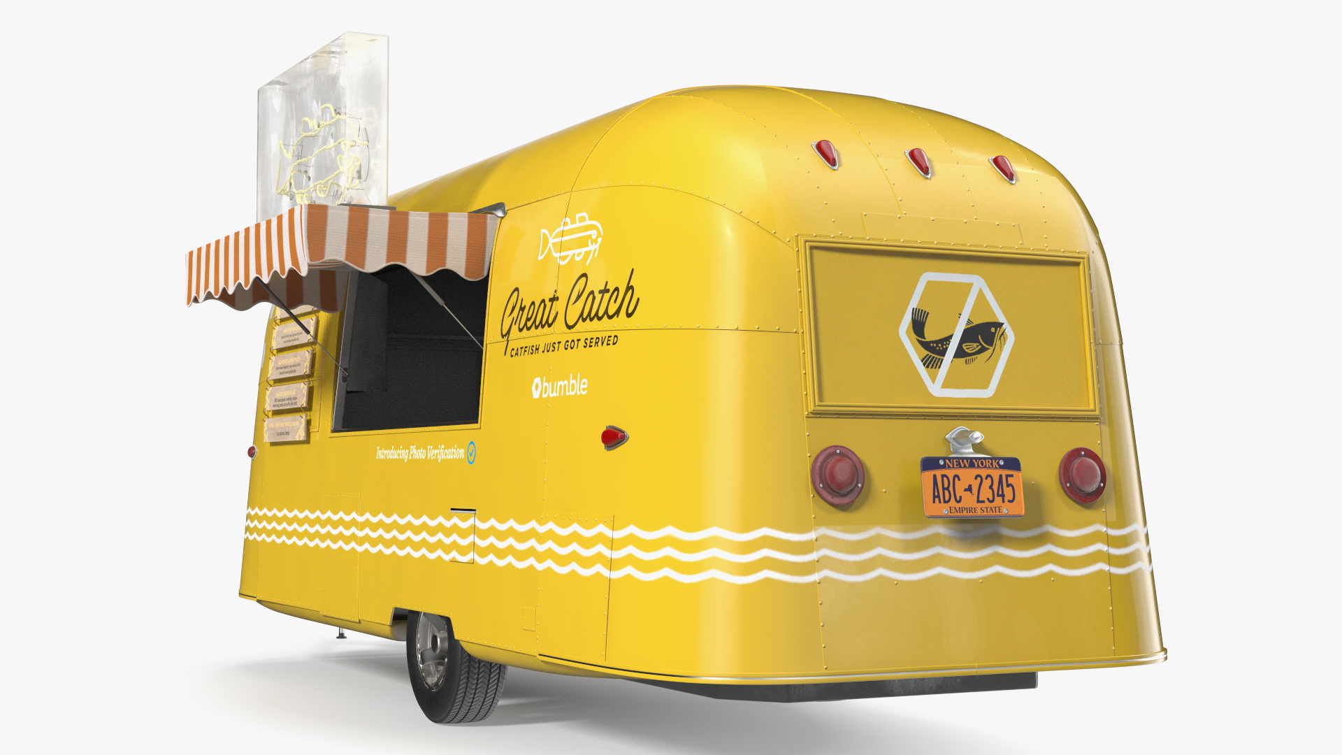Modern Fish Food Truck Yellow 3D model