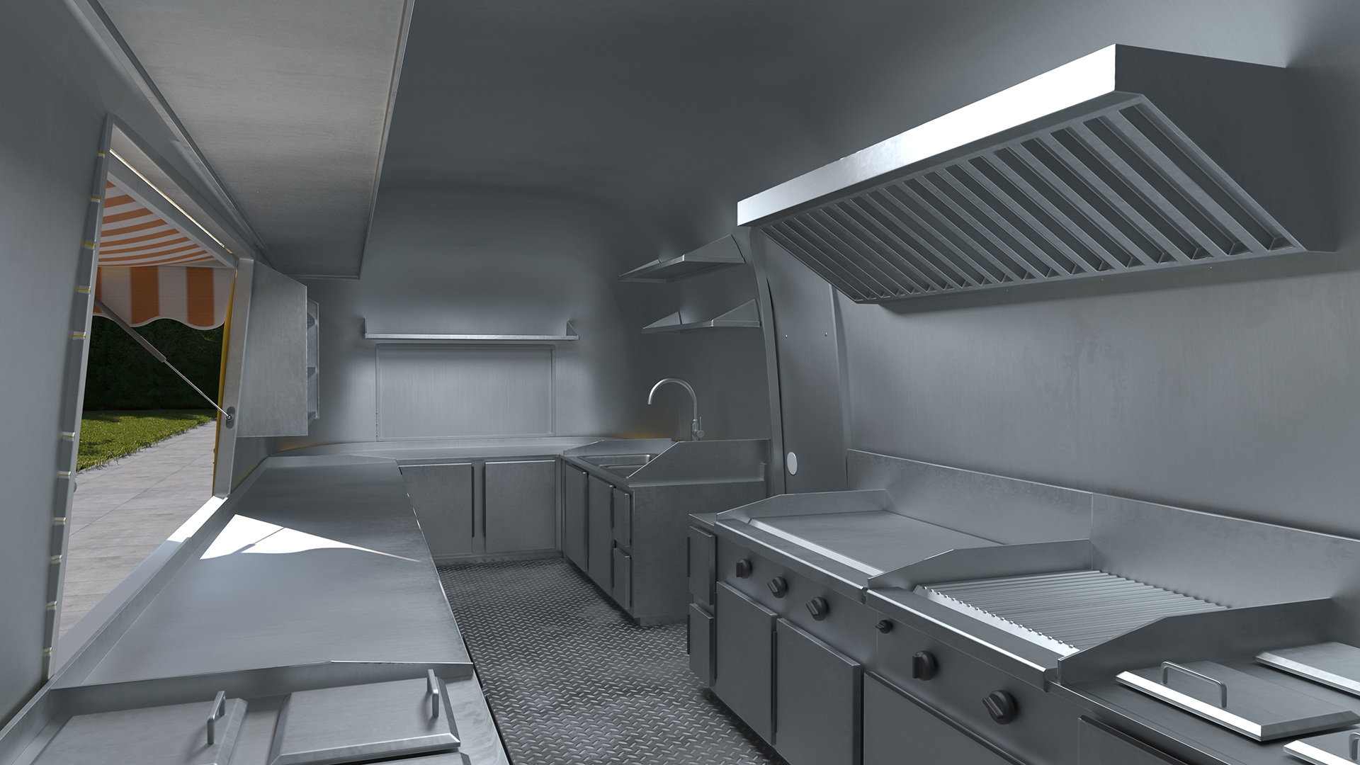 Modern Fish Food Truck Yellow 3D model