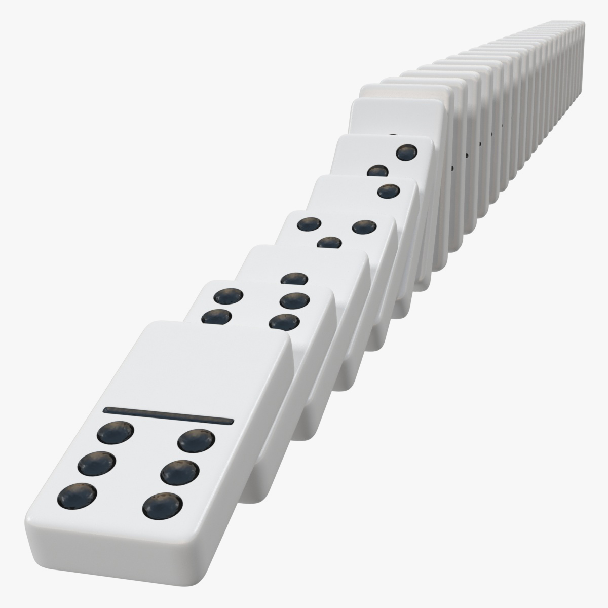 Domino Knuckles Falling in a Row 3D Model, view 5