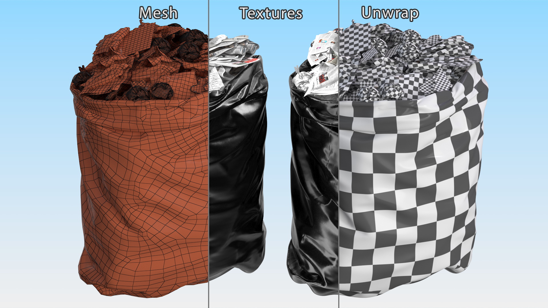 3D Trash Bag Full of Paper model