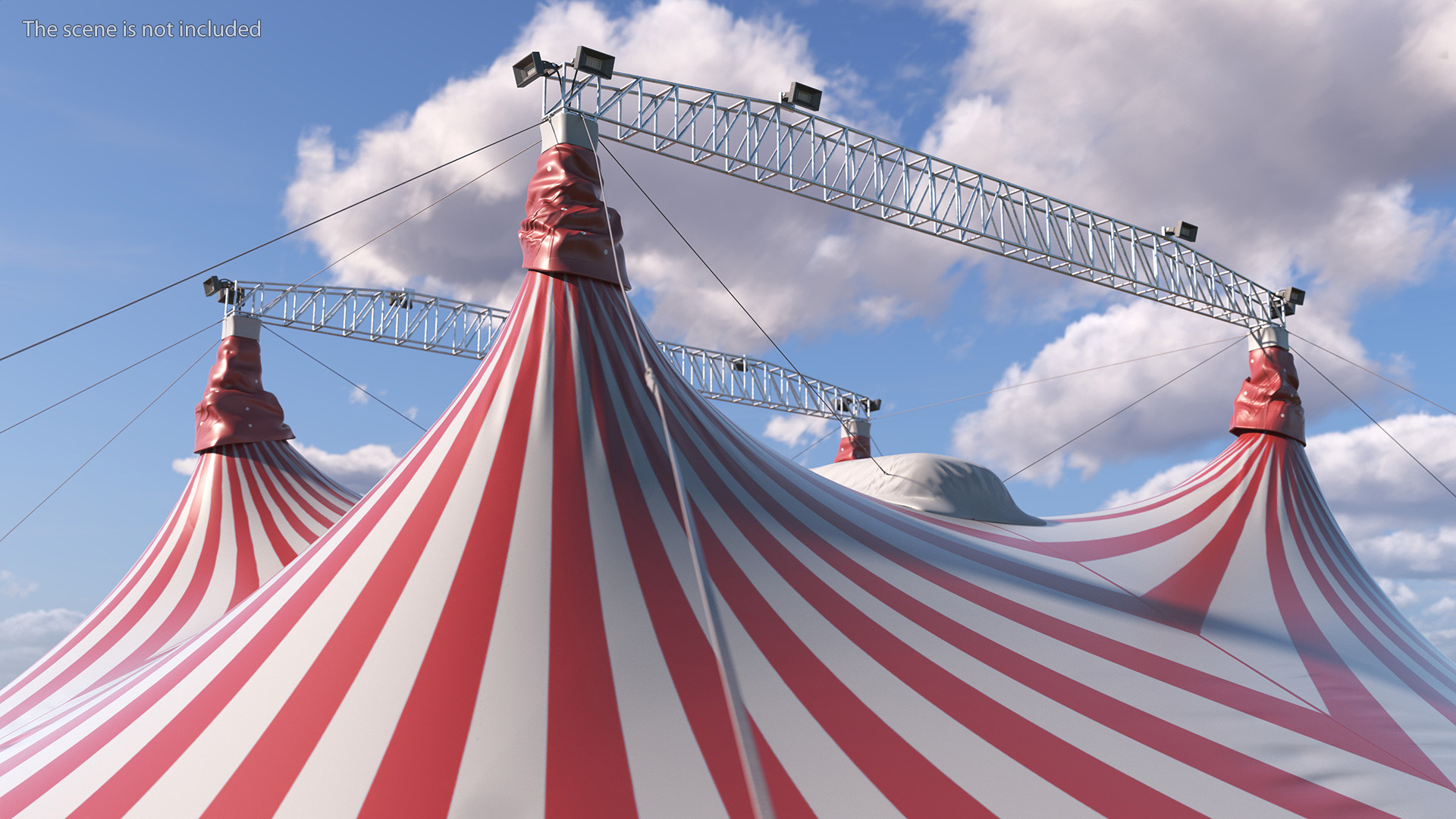 Circus Tent Red White Striped 3D model