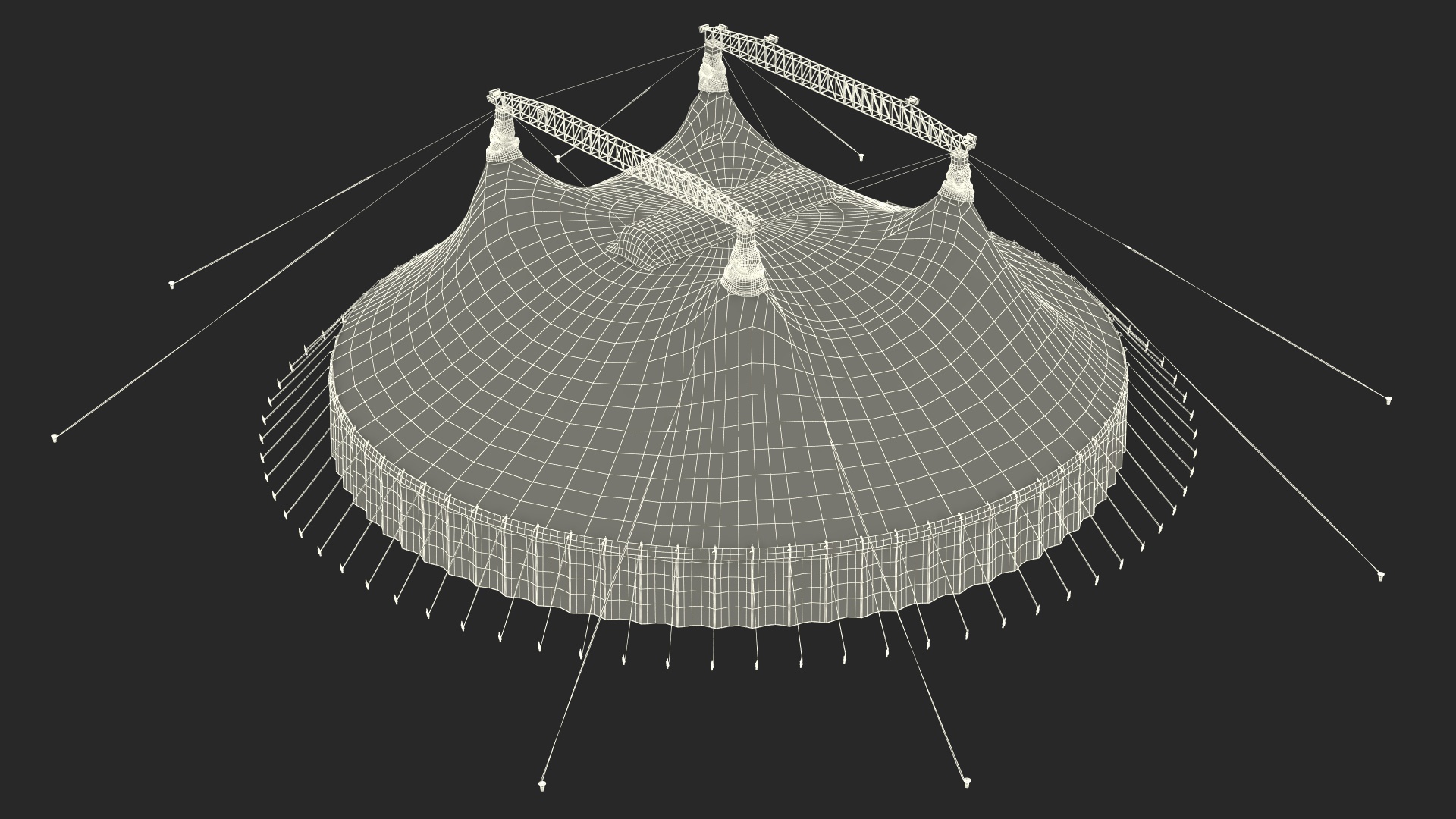 Circus Tent Red White Striped 3D model