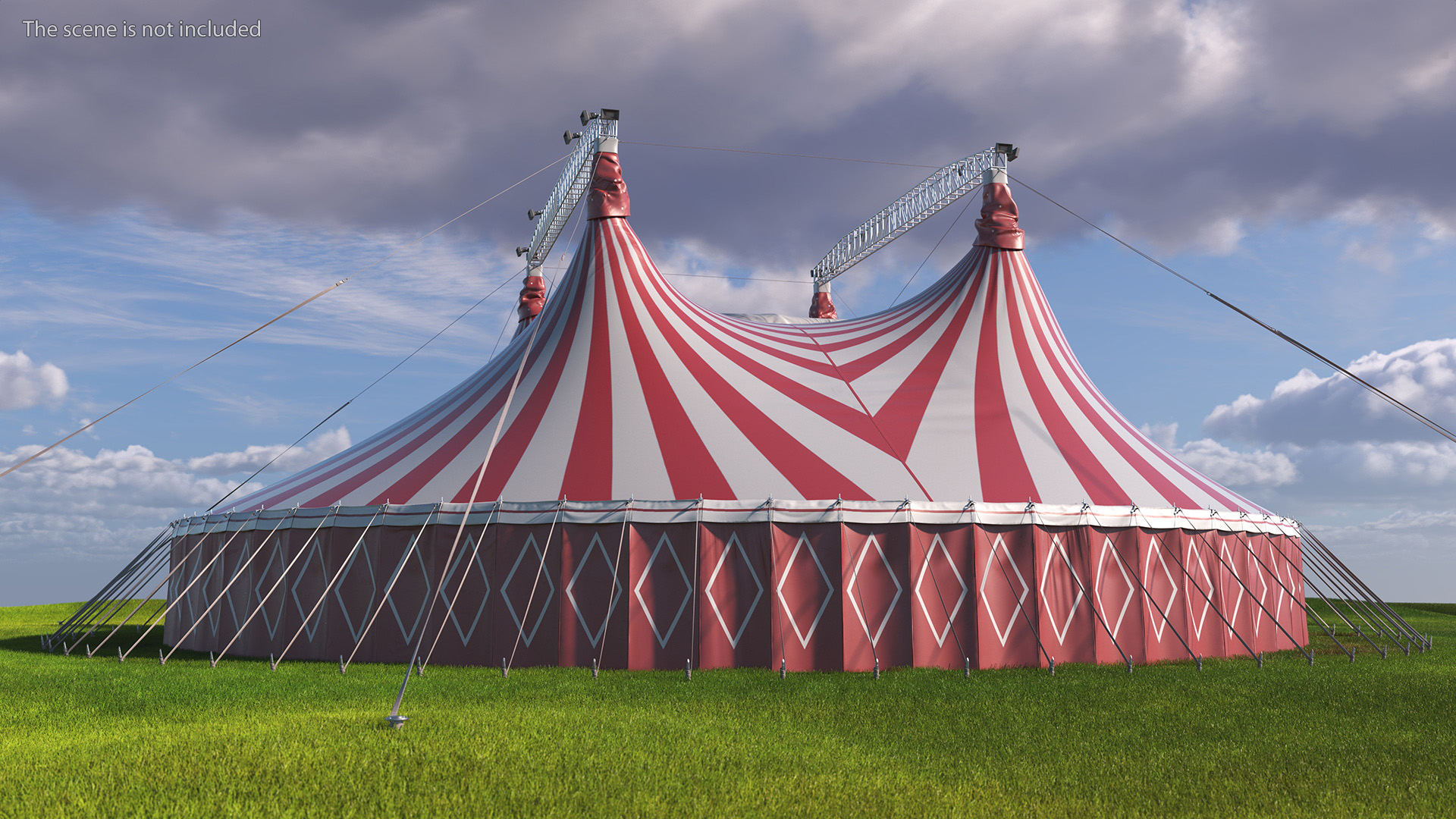Circus Tent Red White Striped 3D model